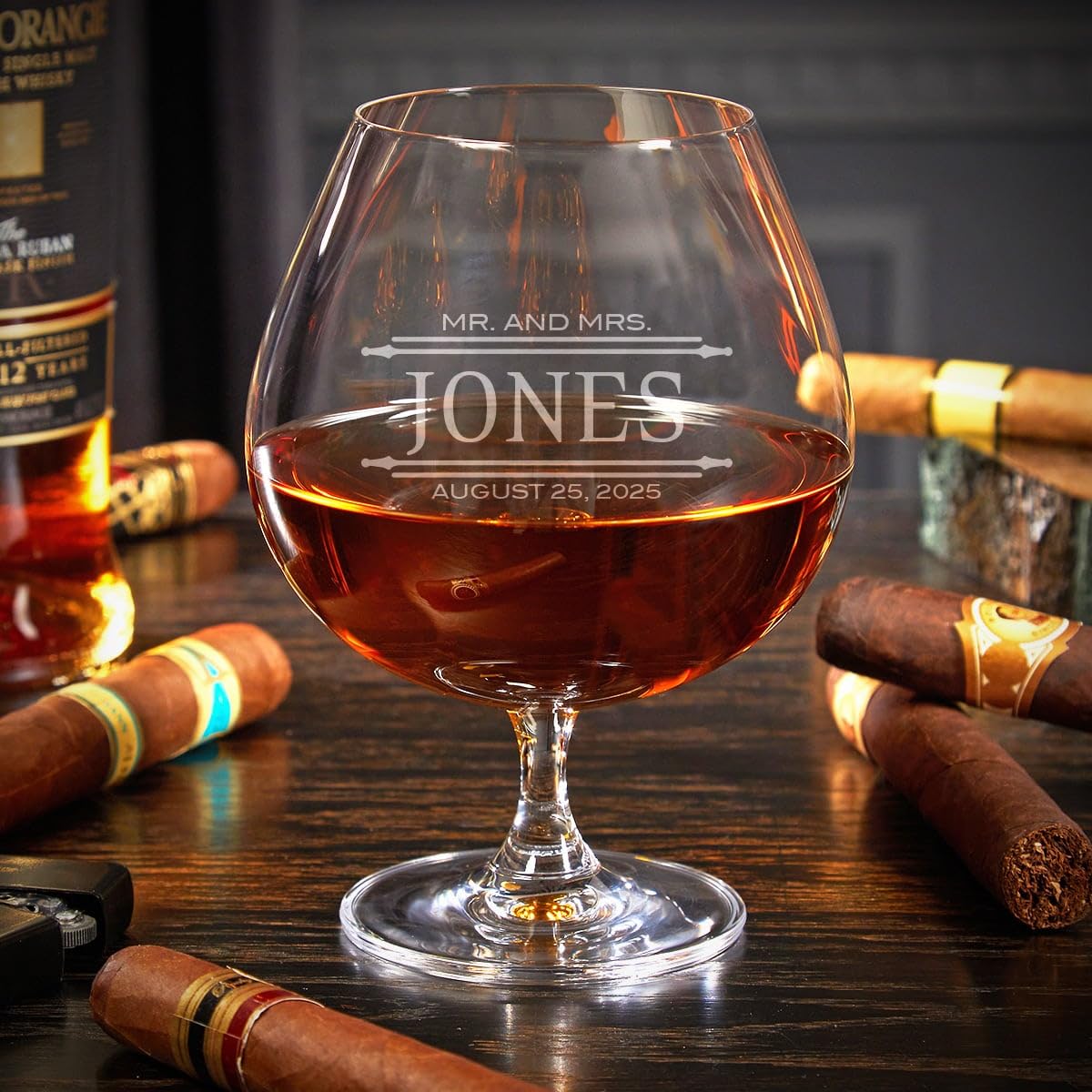 Premium Custom Cognac Gift Set in Elegant Ebony Wood Box - Perfect for Anniversaries, Corporate Gifts & Special Occasions