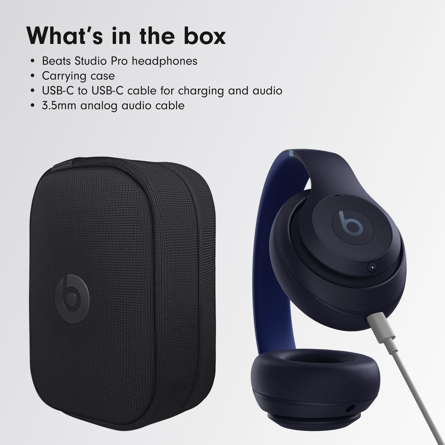 Beats Studio Pro Wireless Bluetooth Noise Cancelling Headphones with Personalized Spatial Audio | USB-C Lossless Sound | 40-Hour Battery | Compatible with Apple & Android | Perfect for Travel, Workouts & Home Office (Navy Blue)