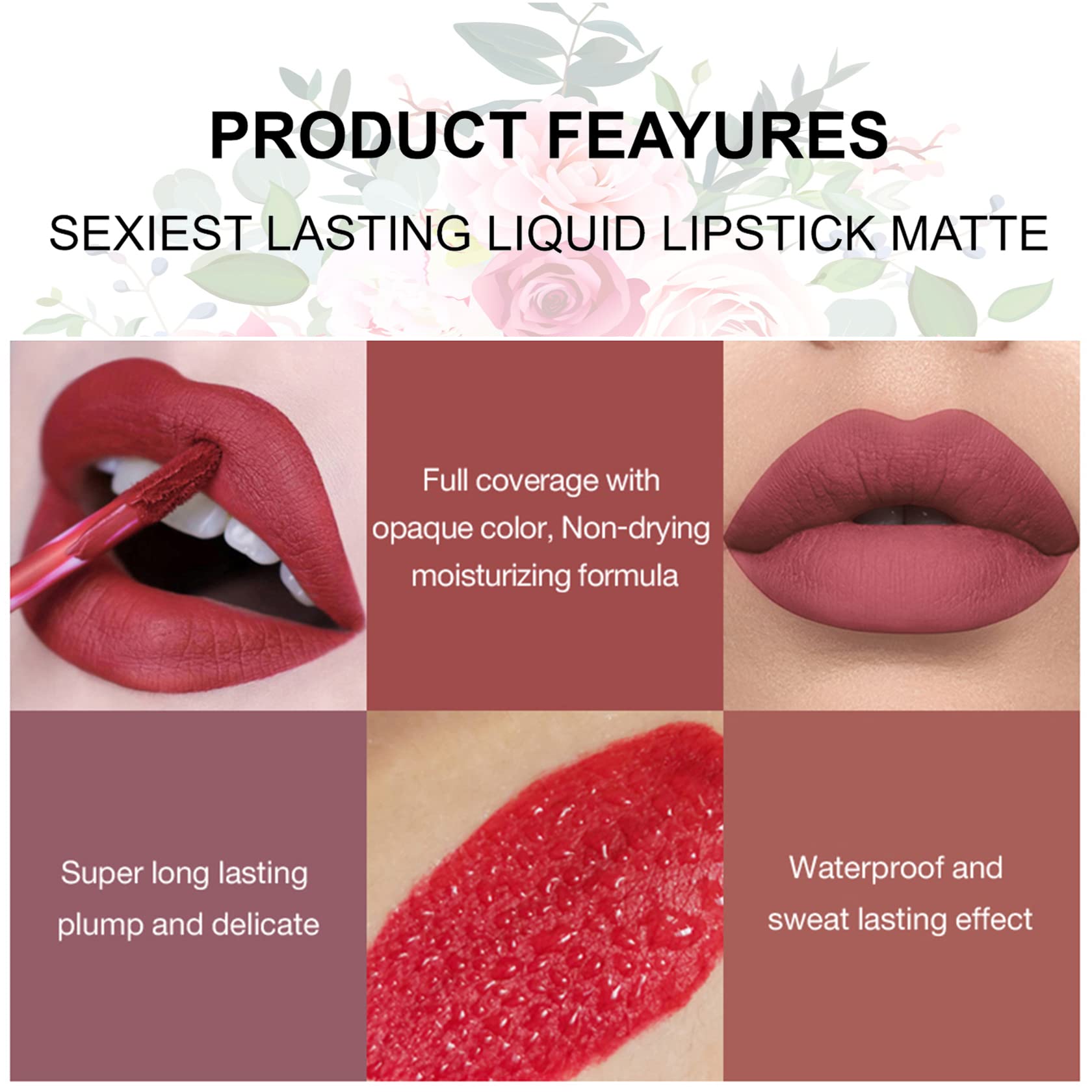 6 Piece Matte Liquid Lipstick Set - Long Lasting Waterproof Nude Lip Stain for Women | Perfect for Everyday Wear, Parties & Special Occasions