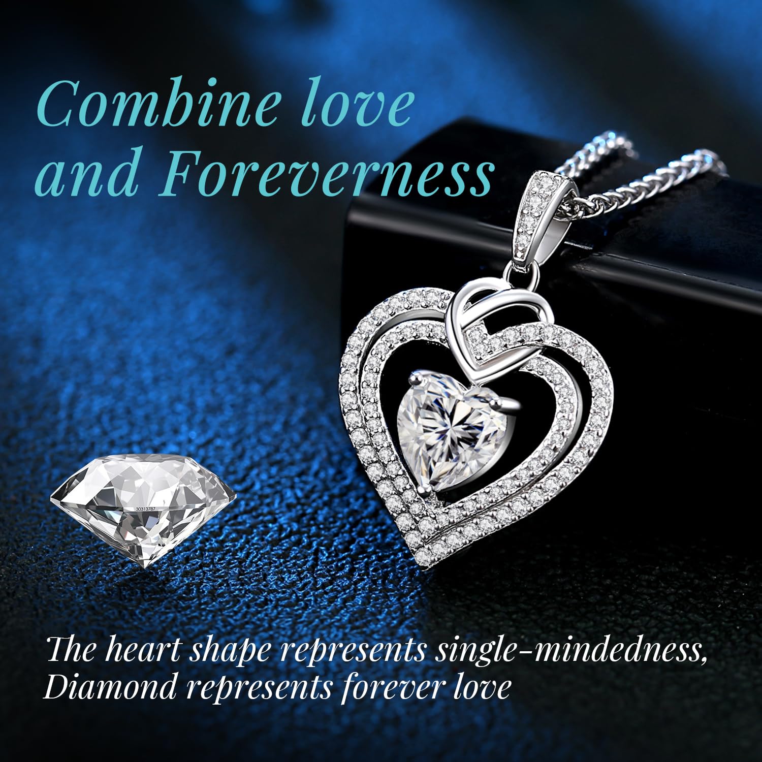 Sparkling Love Heart Moissanite Necklace for Women - D Color VVS Moissanite Diamond in 925 Sterling Silver - Perfect Birthday, Anniversary & Christmas Gift for Wife, Mom, Girlfriend - Elegant Jewelry for Date Night, Wedding & Special Occasions