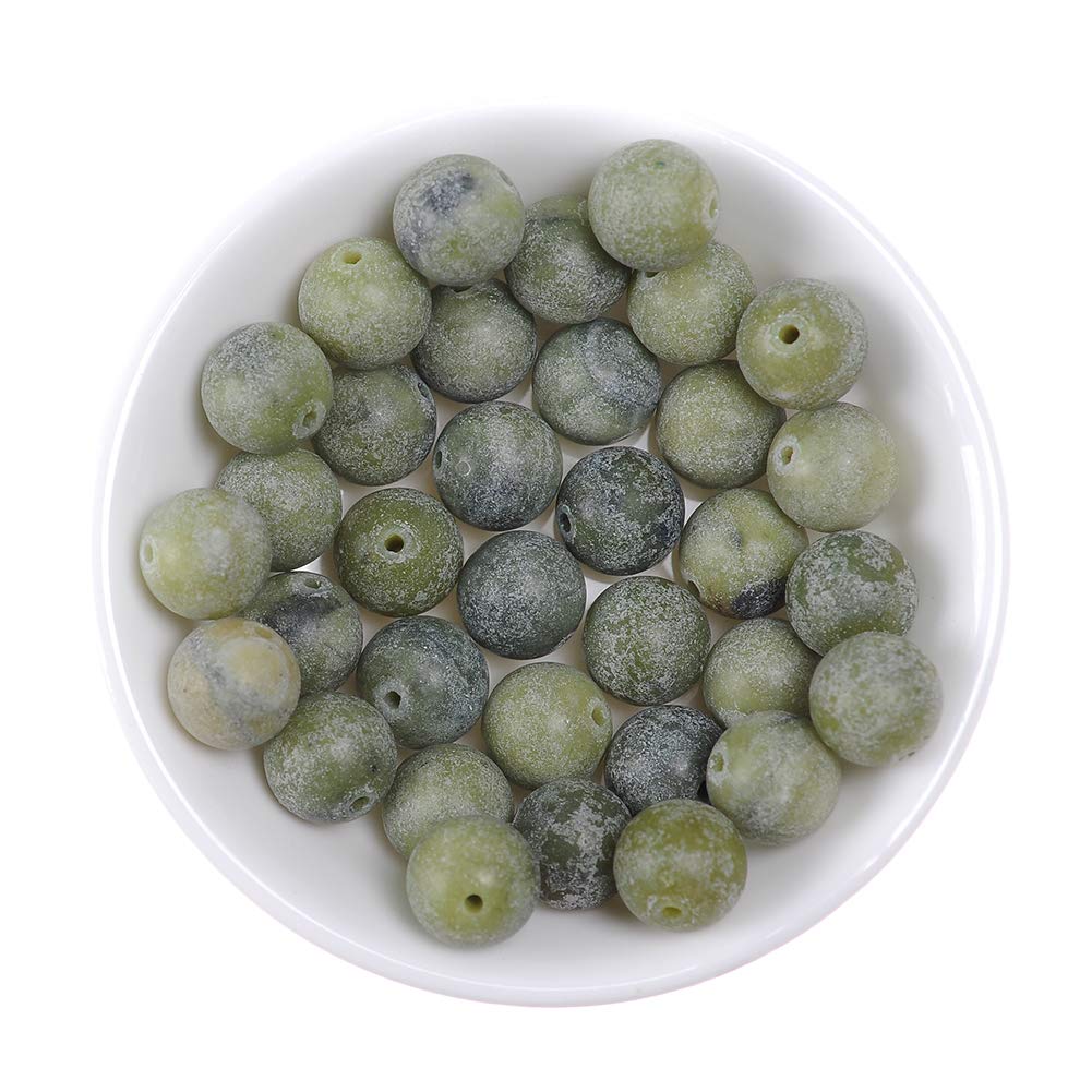 8mm Natural Southern Jade Matte Stone Beads - Round Loose Gemstone Beads for Jewelry Making, DIY Crafts, Healing Crystal Energy (1 Strand 15
