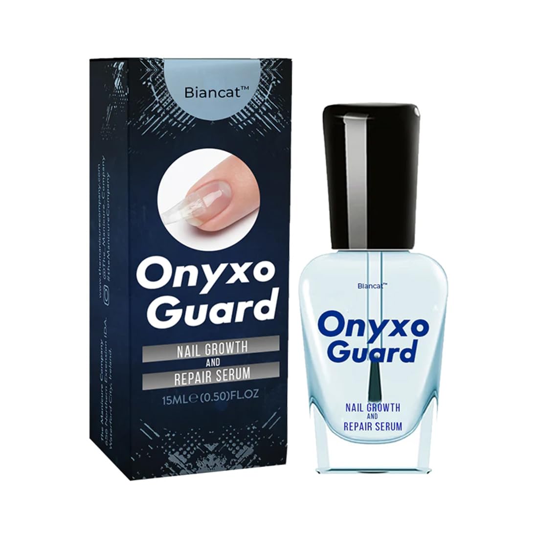 OnyxoGuard Nail Growth & Repair Serum - Strengthens Thin, Brittle & Damaged Nails - Crystal Clear Nail Strengthener Base Coat Treatment (1PC) - Perfect for Weak Nails, Manicures & At-Home Nail Care