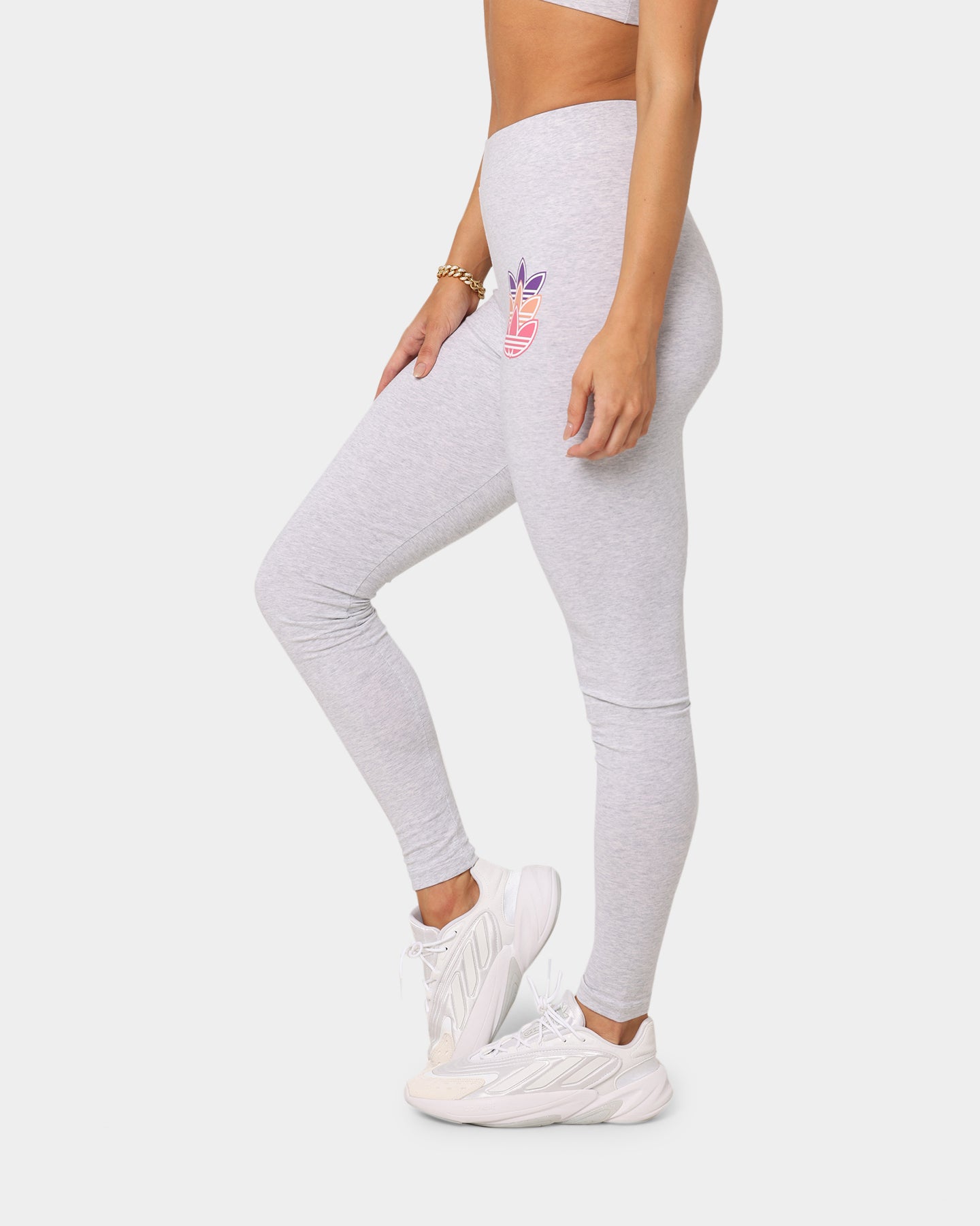 Adidas Women's Logo Play Leggings - Light Marle Athletic Pants for Yoga, Running & Gym Workouts
