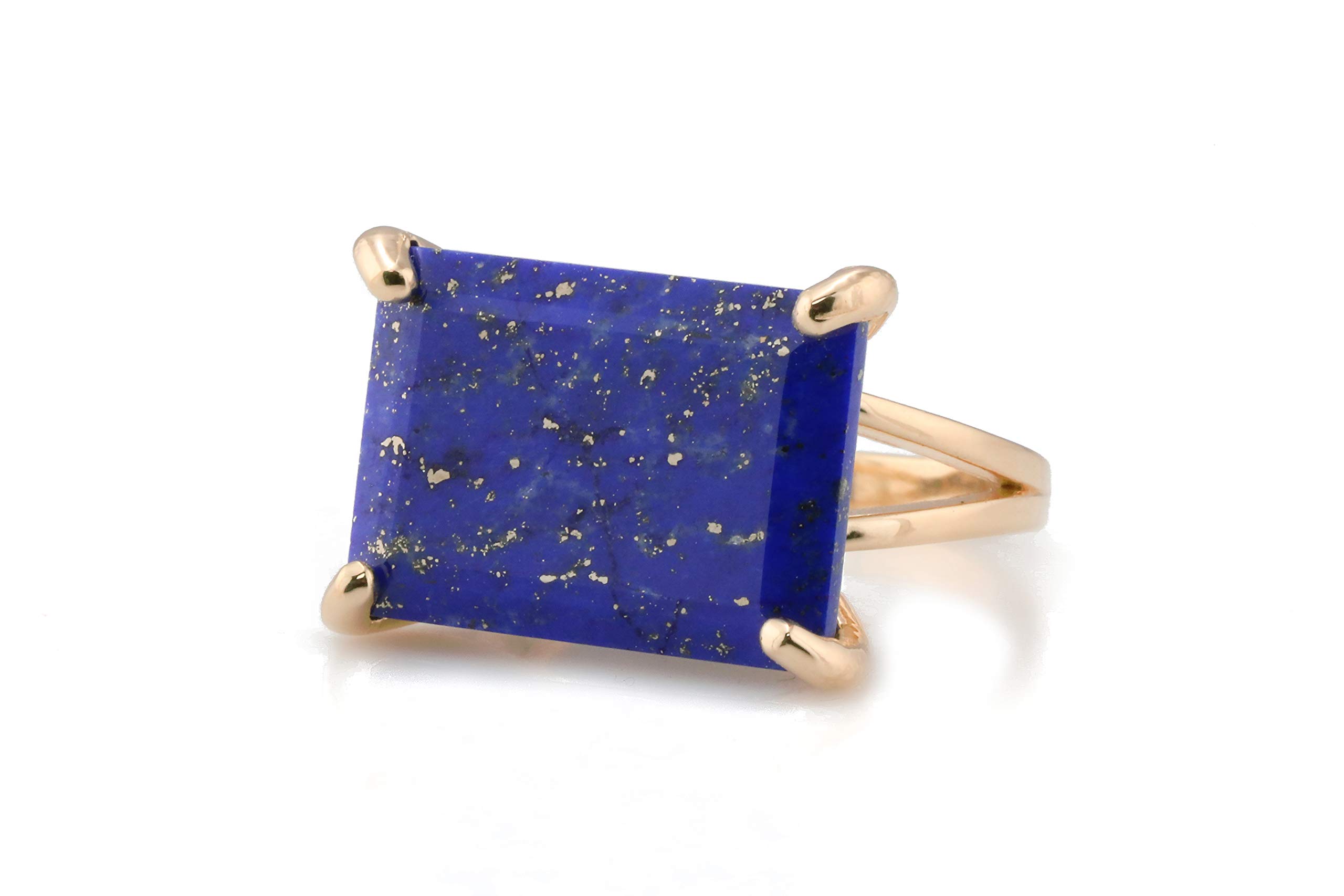 14k Rose Gold Lapis Lazuli Ring - Natural Gemstone Jewelry for Women - Elegant Birthday Gift