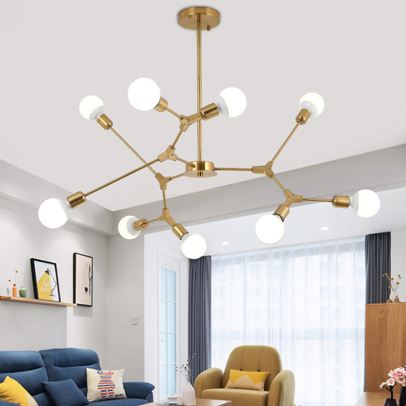 Modern Rotatable Sputnik Chandelier - Adjustable Mid-Century Ceiling Light Fixture for Dining Room, Living Room & Bedroom Decor