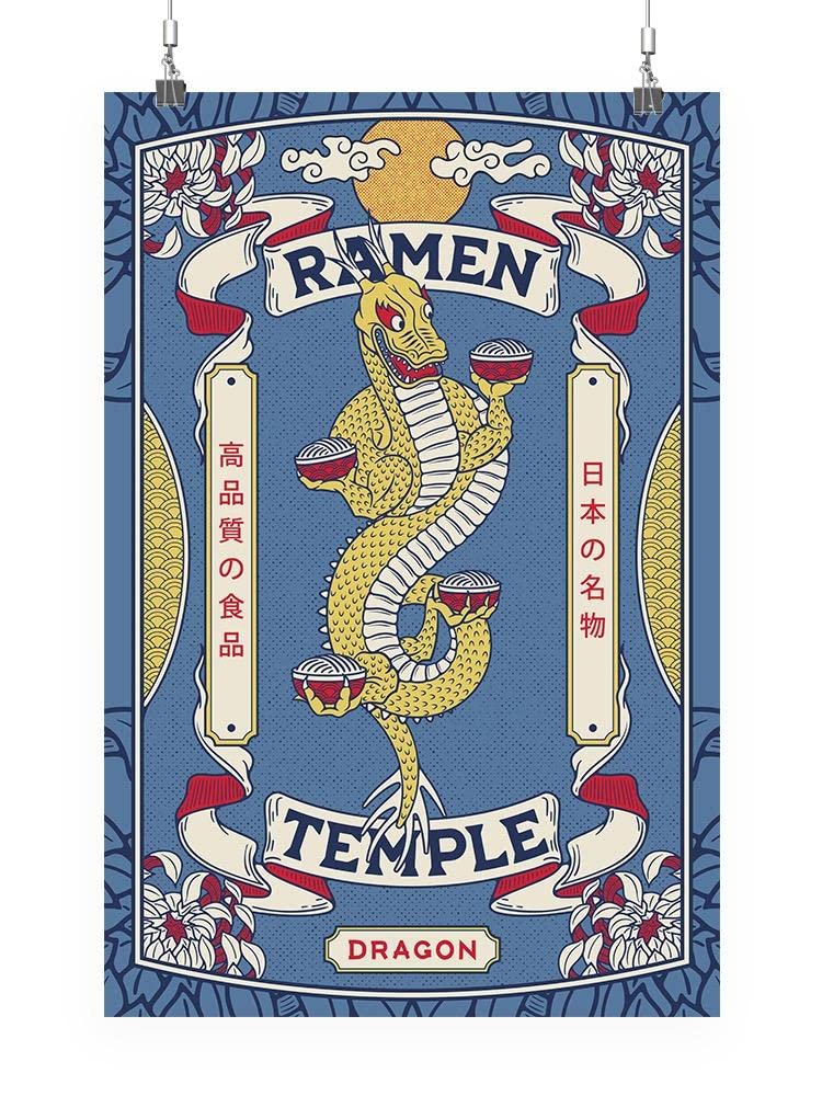 Dragon Ramen Temple Poster - Asian Wall Art for Home Decor