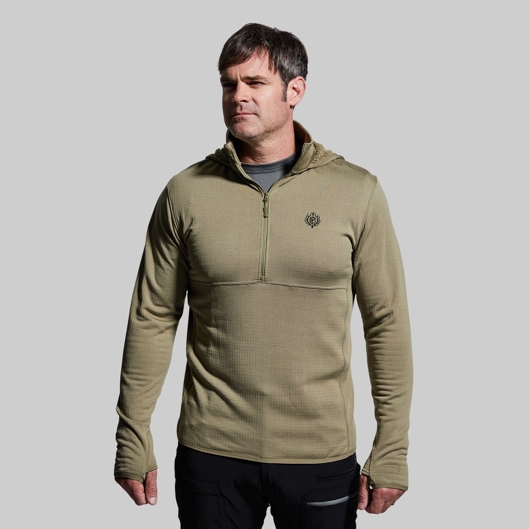 Men's Quiver Half Zip Hoodie - Sage Brush Color | Lightweight Fleece Pullover for Outdoor Activities, Hiking & Casual Wear