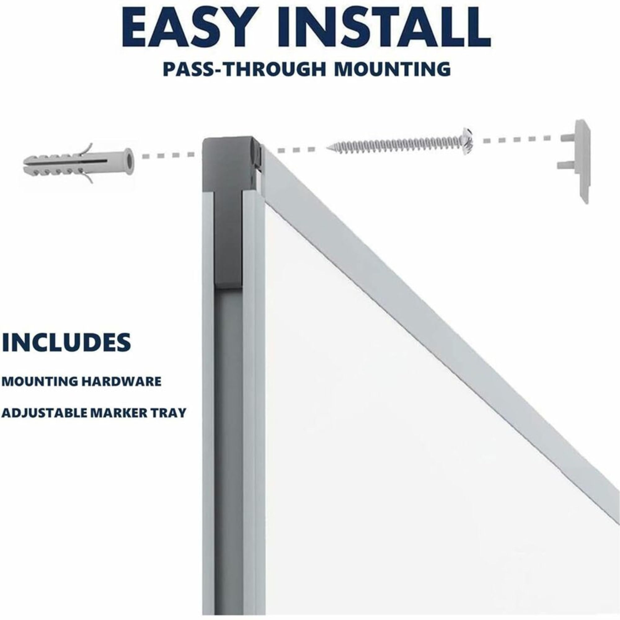 Premium Mead Dry Erase Board 8' x 4' - Whiteboard with Silver Aluminum Frame for Office, Classroom & Home Use - Wall-Mounted White Board for Presentations, Teaching & Planning (Model 85359)