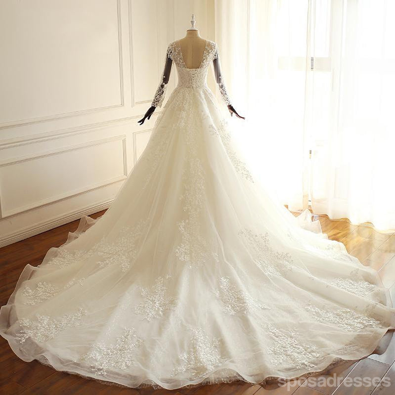 Custom Long Sleeve Lace Wedding Dresses - Elegant Bridal Gown WD305 | Perfect for Church Ceremonies, Beach Weddings & Formal Events
