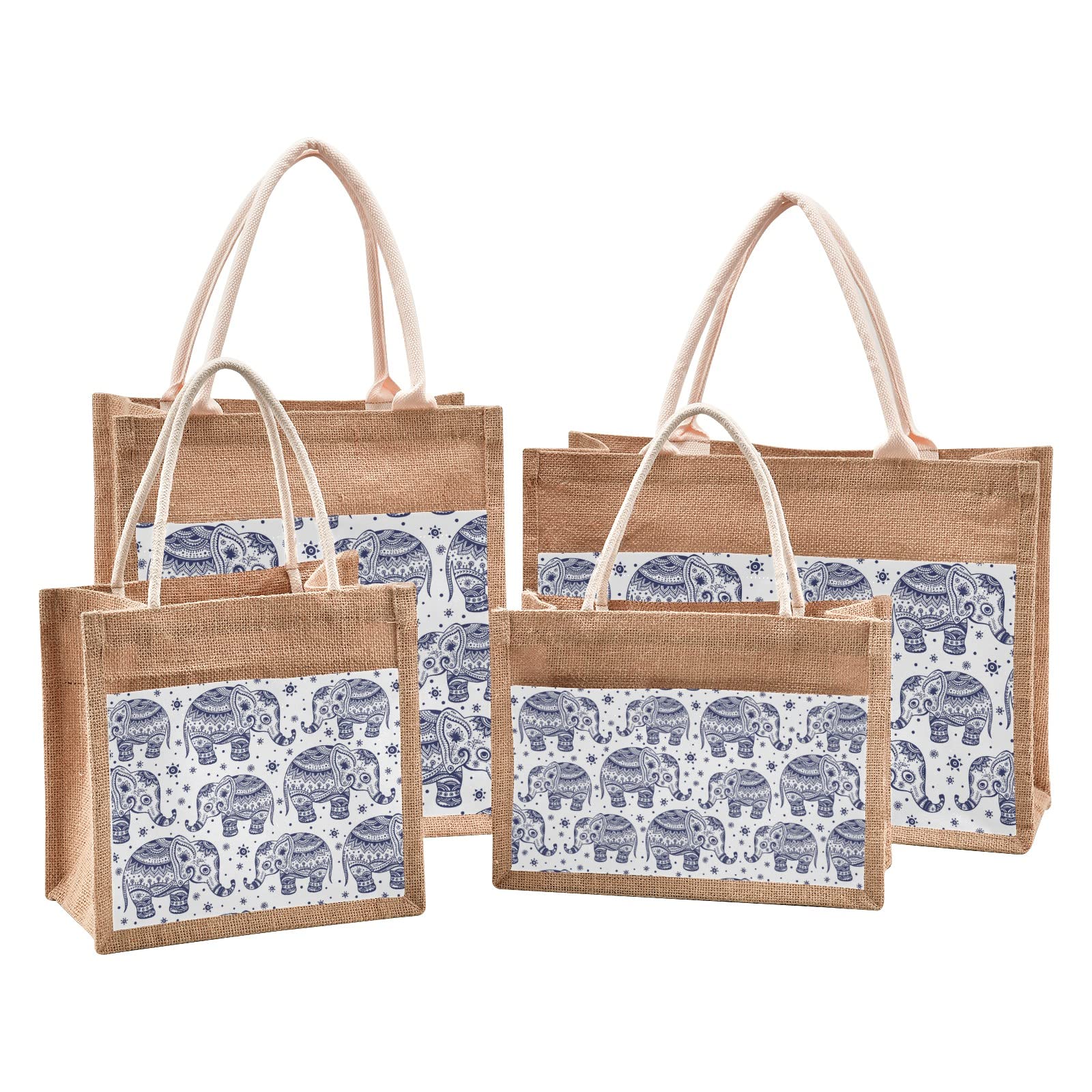 Eco-Friendly Jute Tote Bag with Zipper & Front Canvas Pocket - Large 17