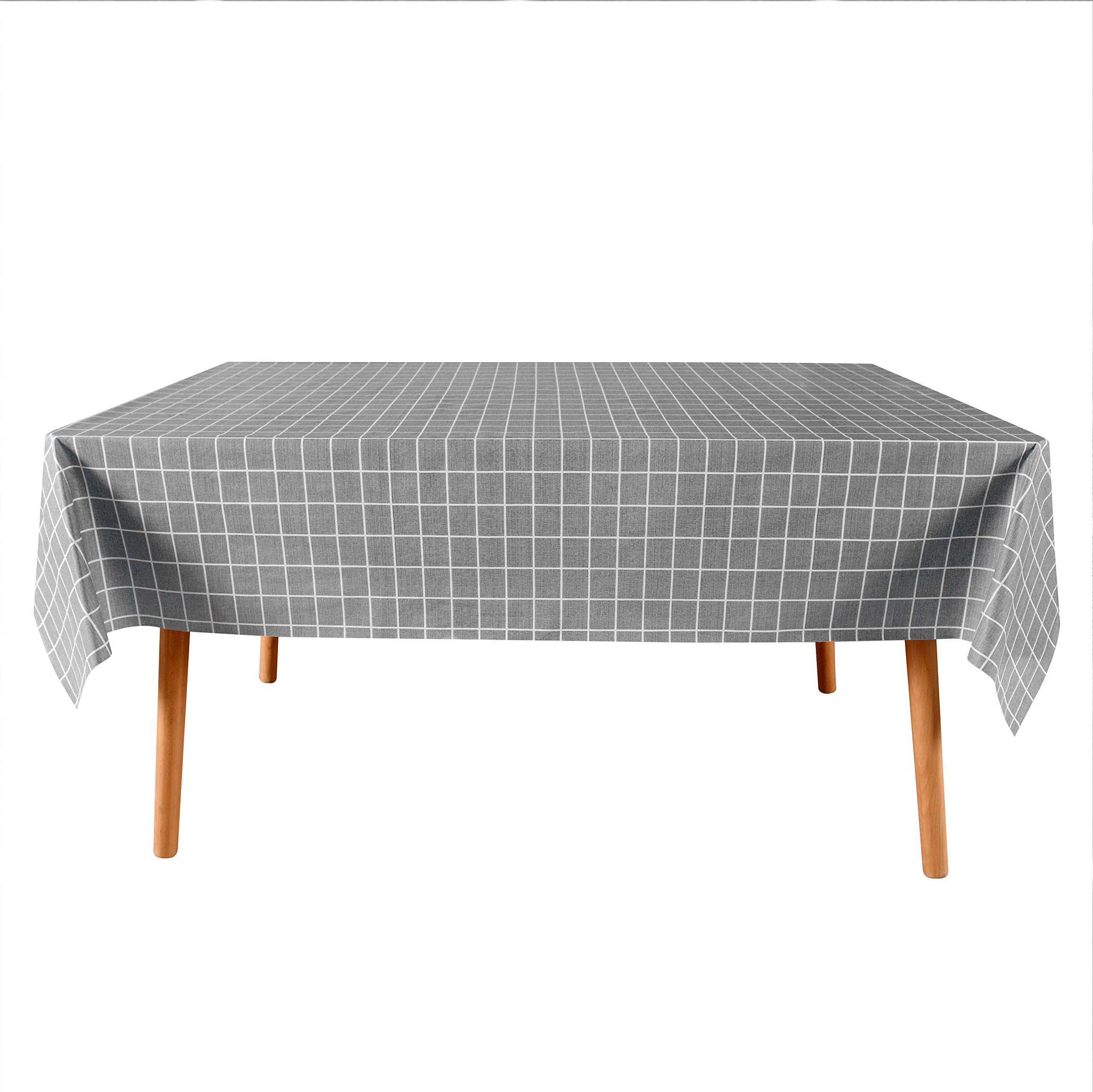 100% Waterproof PVC Tablecloth - Oil & Spill Proof Vinyl Table Cover for Indoor & Outdoor Use - Easy to Clean Rectangle Tablecloth (Grey, 54x120 Inch) - Perfect for Picnics, BBQs, Parties & Everyday Dining