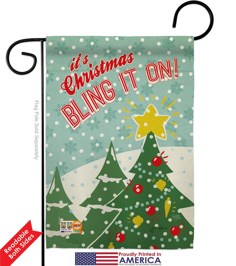 Christmas Bling Garden Flag Set - Double Sided 13x18.5