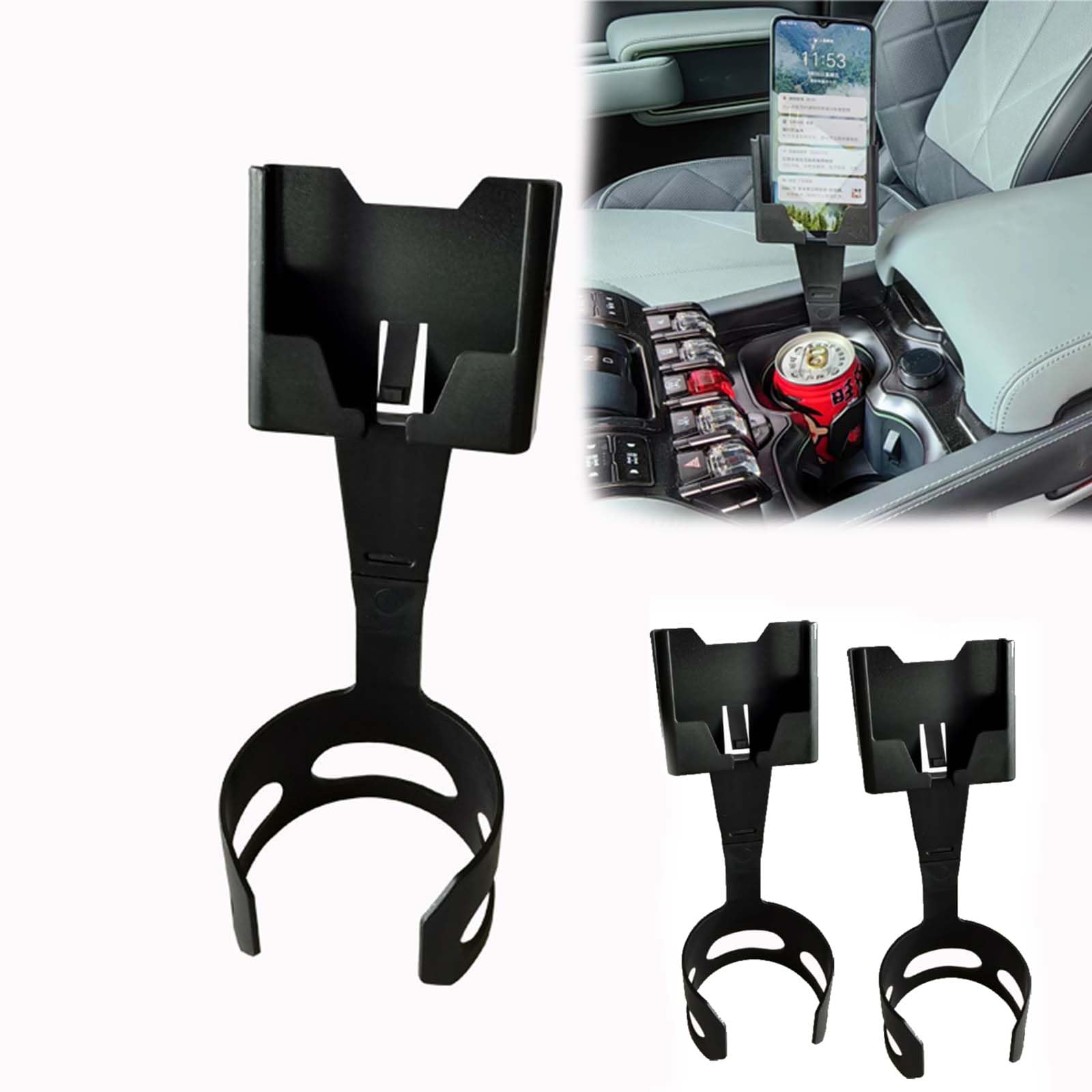 Shutterlily 2-in-1 Car Cup Phone Holder - 2 Pack Universal Smartphone Mount for Vehicles - Perfect for Commuting, Road Trips & Hands-Free Driving (2024 New Model)