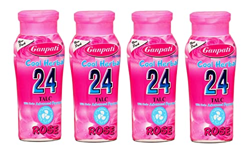 Ganpati Herbal Rose Talcum Powder for Women - Refreshing Body Talc, 100g (Pack of 4) | Daily Use, Post-Shower Freshness & Summer Comfort
