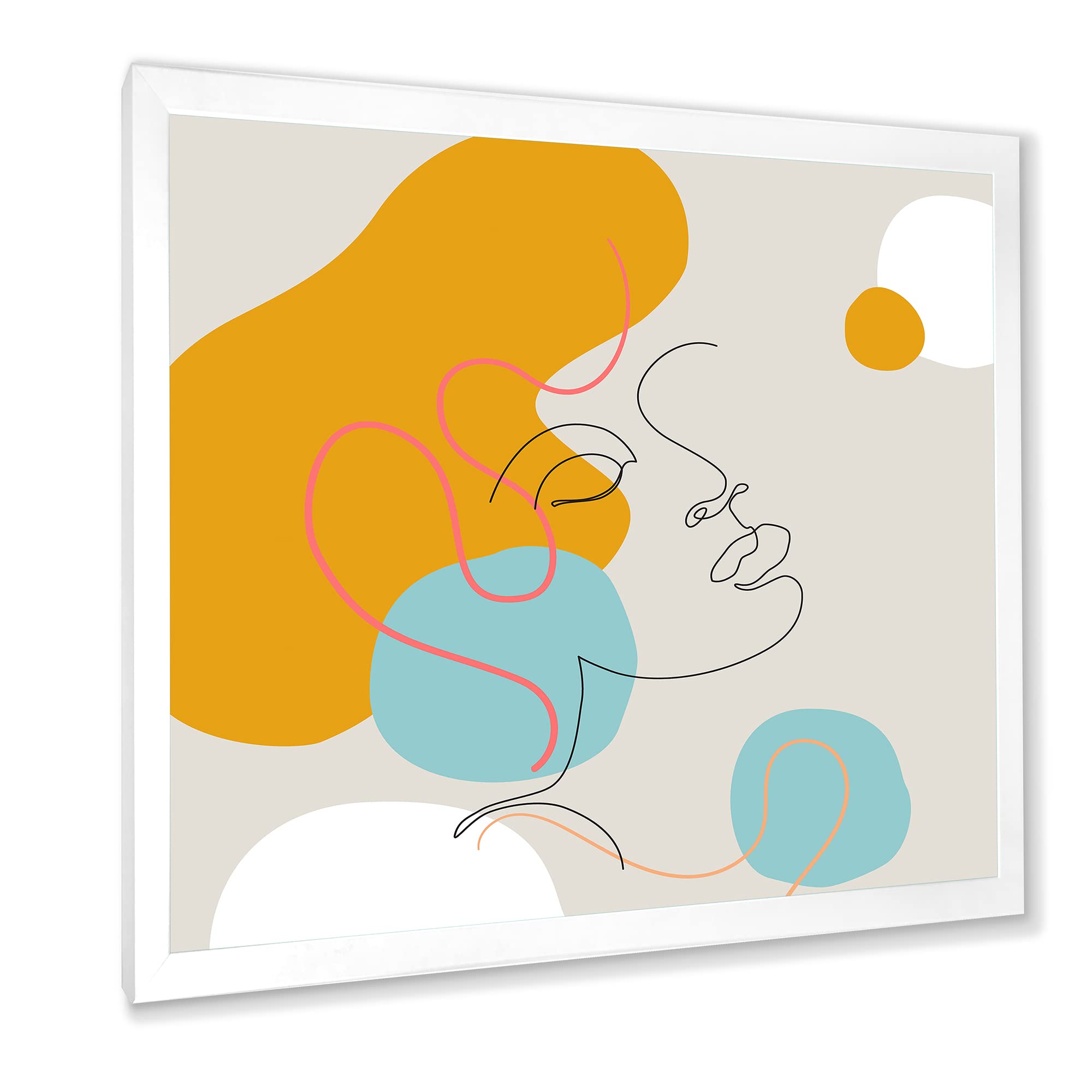 Minimalist One Line Female Face Portrait - Modern Framed Wall Art Decor for Living Room, Bedroom & Office