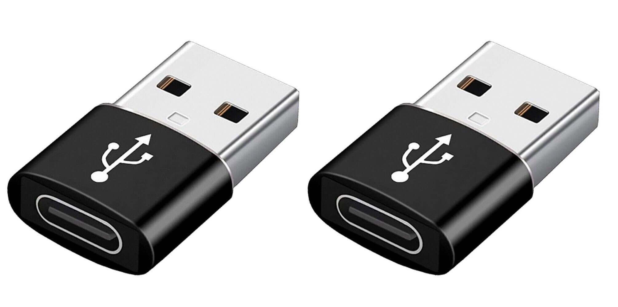 2-Pack USB 3.0 to USB-C Adapter for iPhone 15 14 13 12 Pro Max, Galaxy S24 S23 A34, AirPods, Apple Watch 8 7, MacBook, iPad 10 Air 5 Mini 6 - Fast Charging & Data Sync for CarPlay, Home, Office & Travel