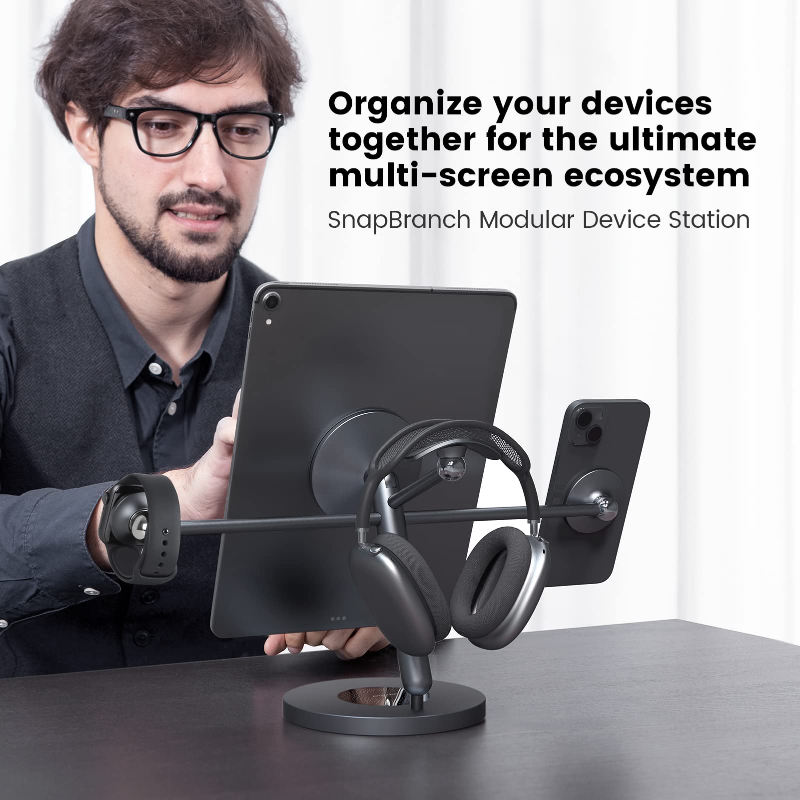 Nillkin Magnetic iPad Stand for Desk - Adjustable Holder for iPad, iPhone, Apple Watch & Headphones | Multi-Screen Workspace Solution | Perfect for Office, Study & Home Entertainment