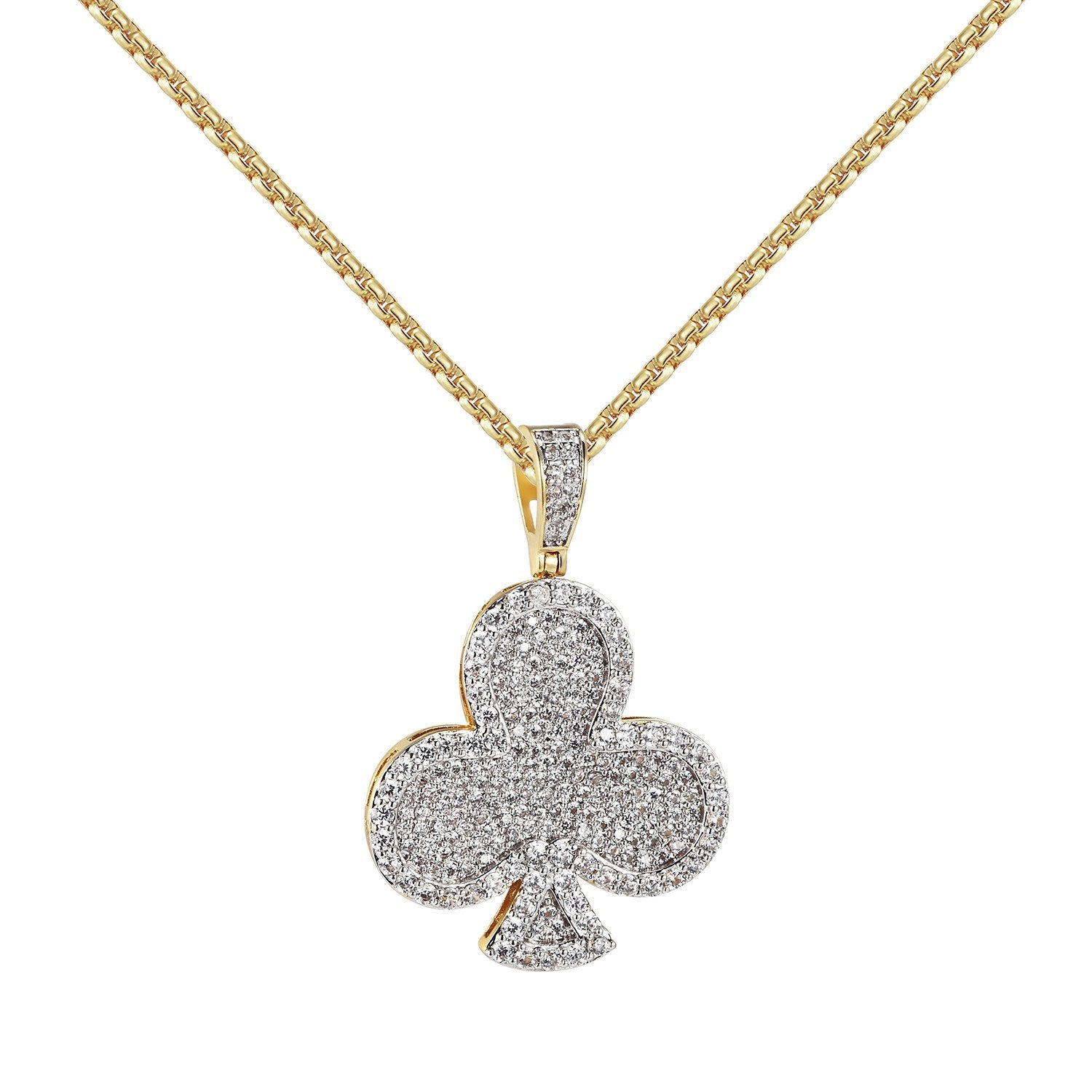 14K Gold Plated Playing Cards Club Pendant with 24 Lab-Grown Diamonds - Elegant Jewelry for Casino Nights, Poker Parties & Gift Giving