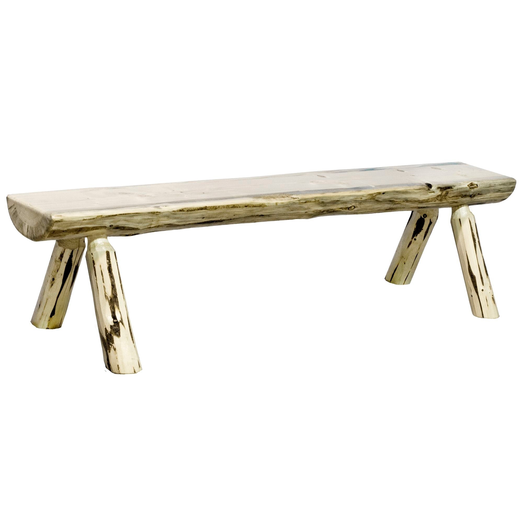 6 Foot Montana Half Log Bench - Rustic Outdoor Seating for Gardens, Patios & Camping Areas