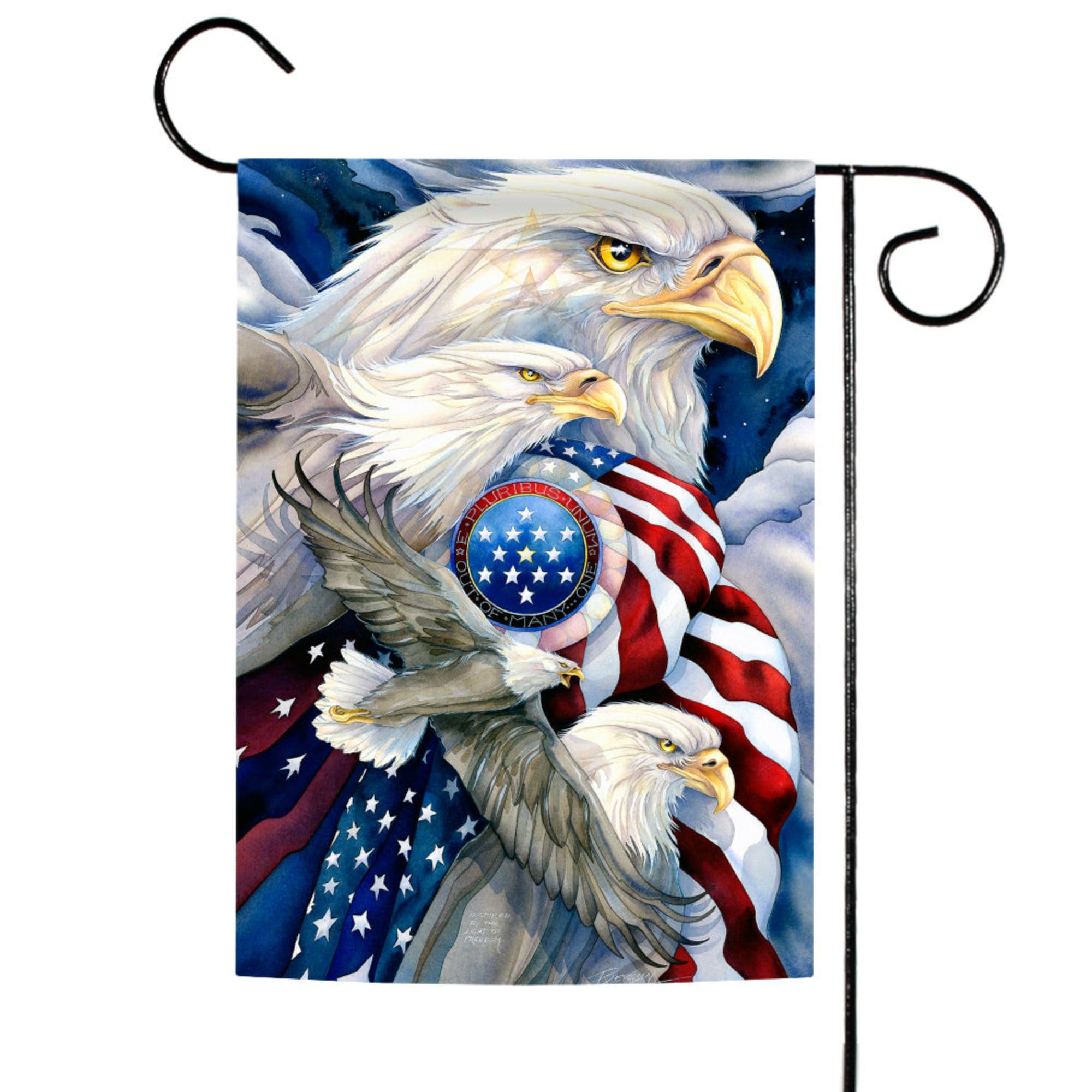 Toland Home Garden 12x18 Inch Double Sided Patriotic American Flag - Bald Eagle Outdoor Yard Decoration for House, Garden & Porch - Perfect for Memorial Day, 4th of July & Veterans Day Celebrations