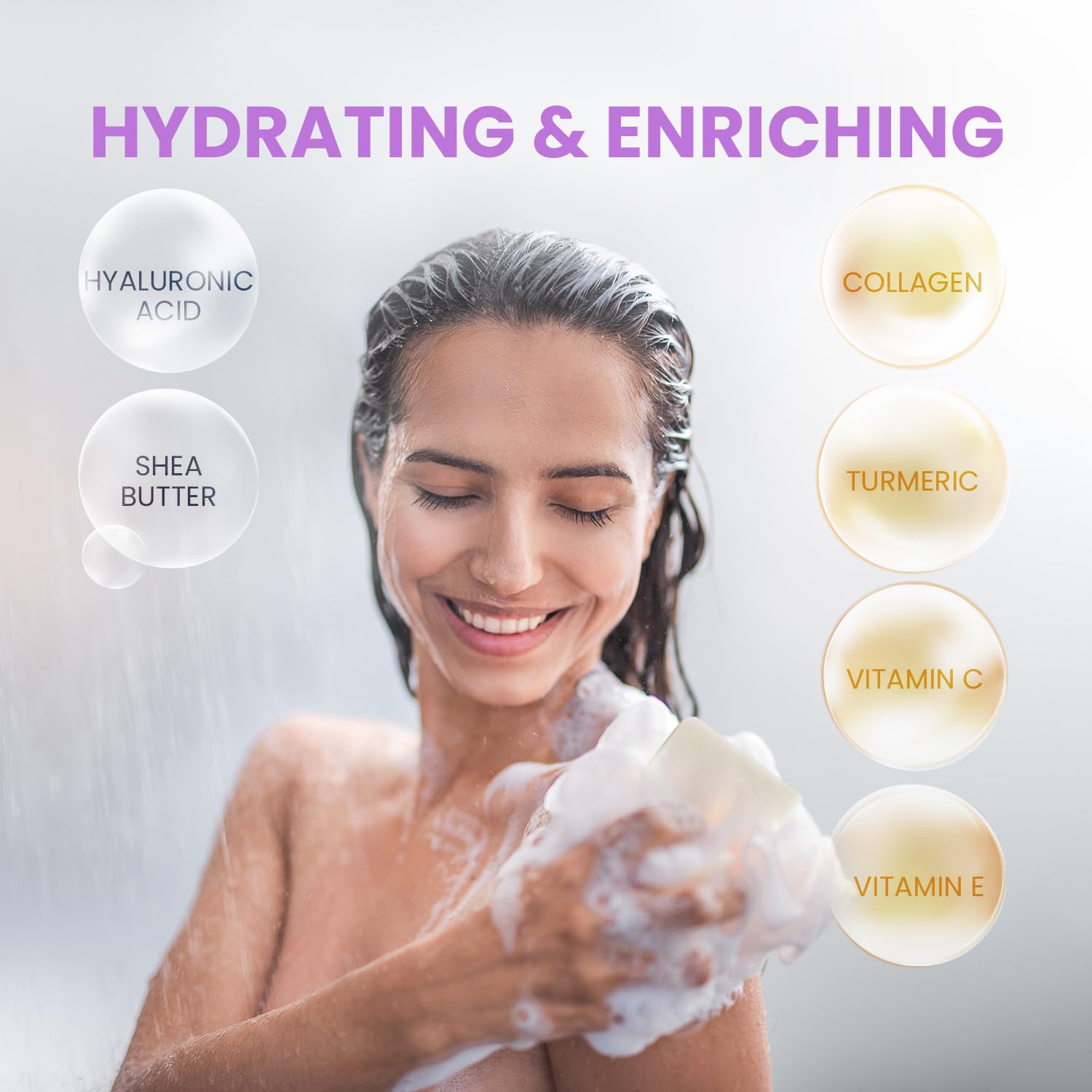 Body Restore Kojic Acid Soap with Vitamin C, E, Shea Butter & Hyaluronic Acid - 3 Pack Lavender Soap Bars for Dark Spot Treatment | All Natural, Paraben-Free Skincare | Brightening Face & Body Soap for Acne, Hyperpigmentation & Even Skin Tone