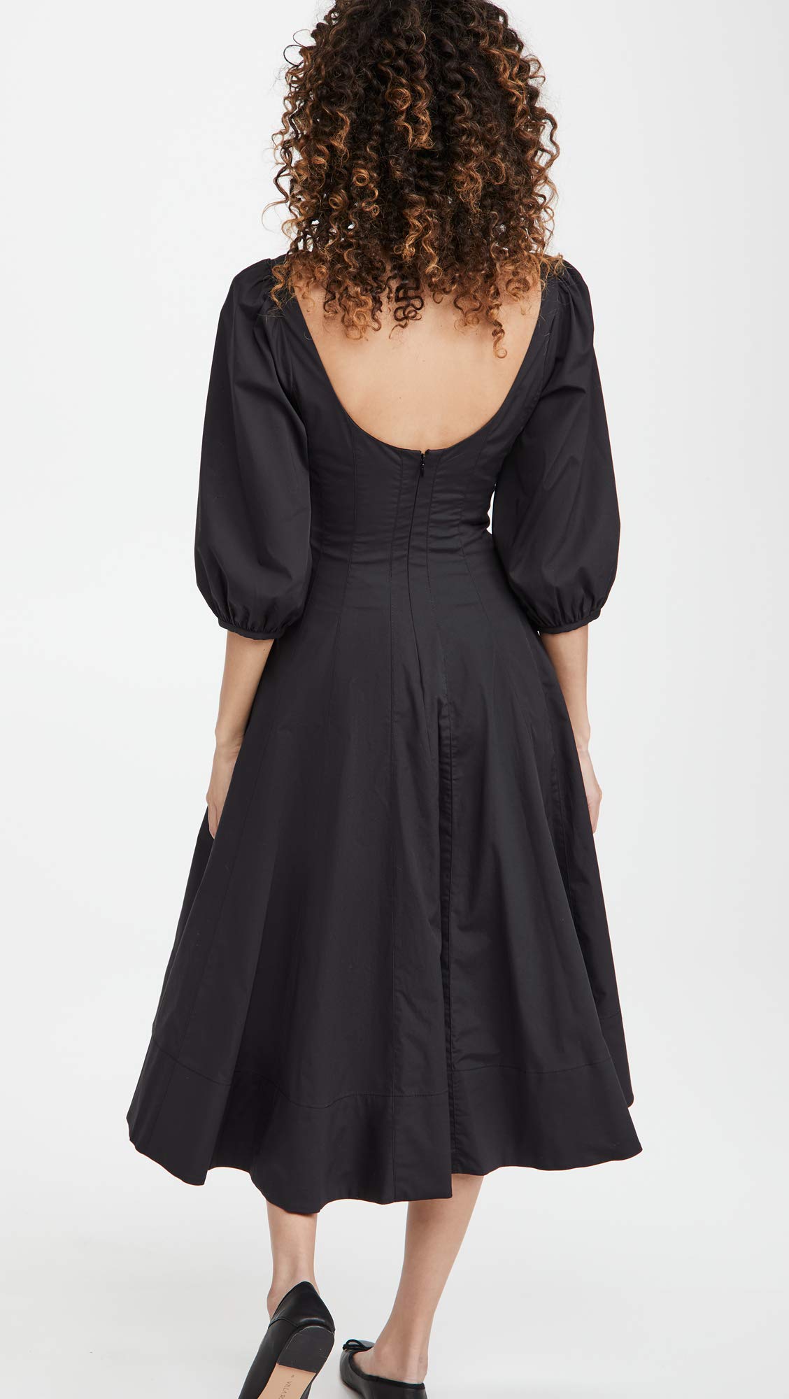 STAUD Women's Swells Dress - Flowy Midi Dress with Puff Sleeves & Square Neckline | Perfect for Summer, Beach, Vacation & Casual Outings