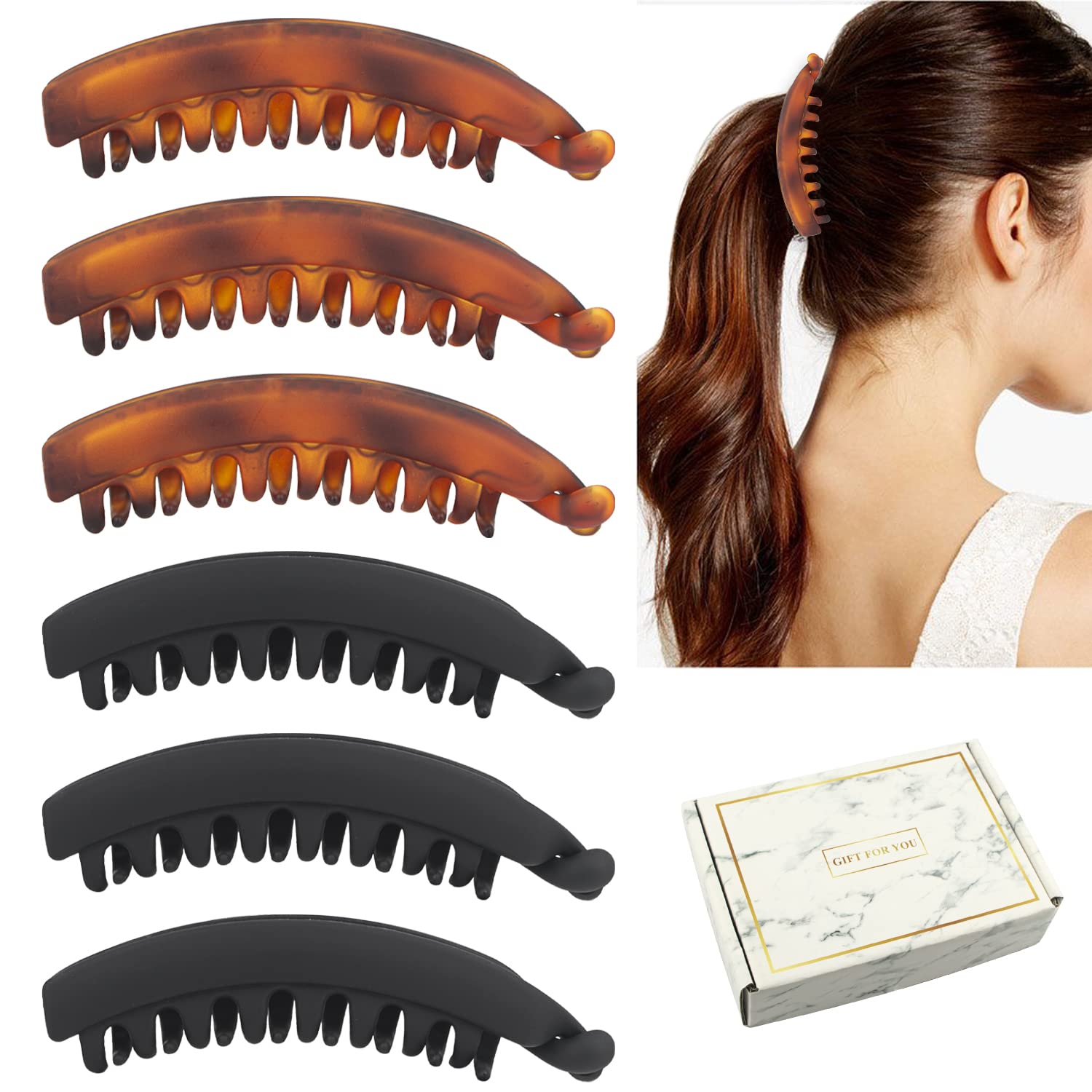 6 PCS Large Banana Hair Clips for Thick Hair - 5.3