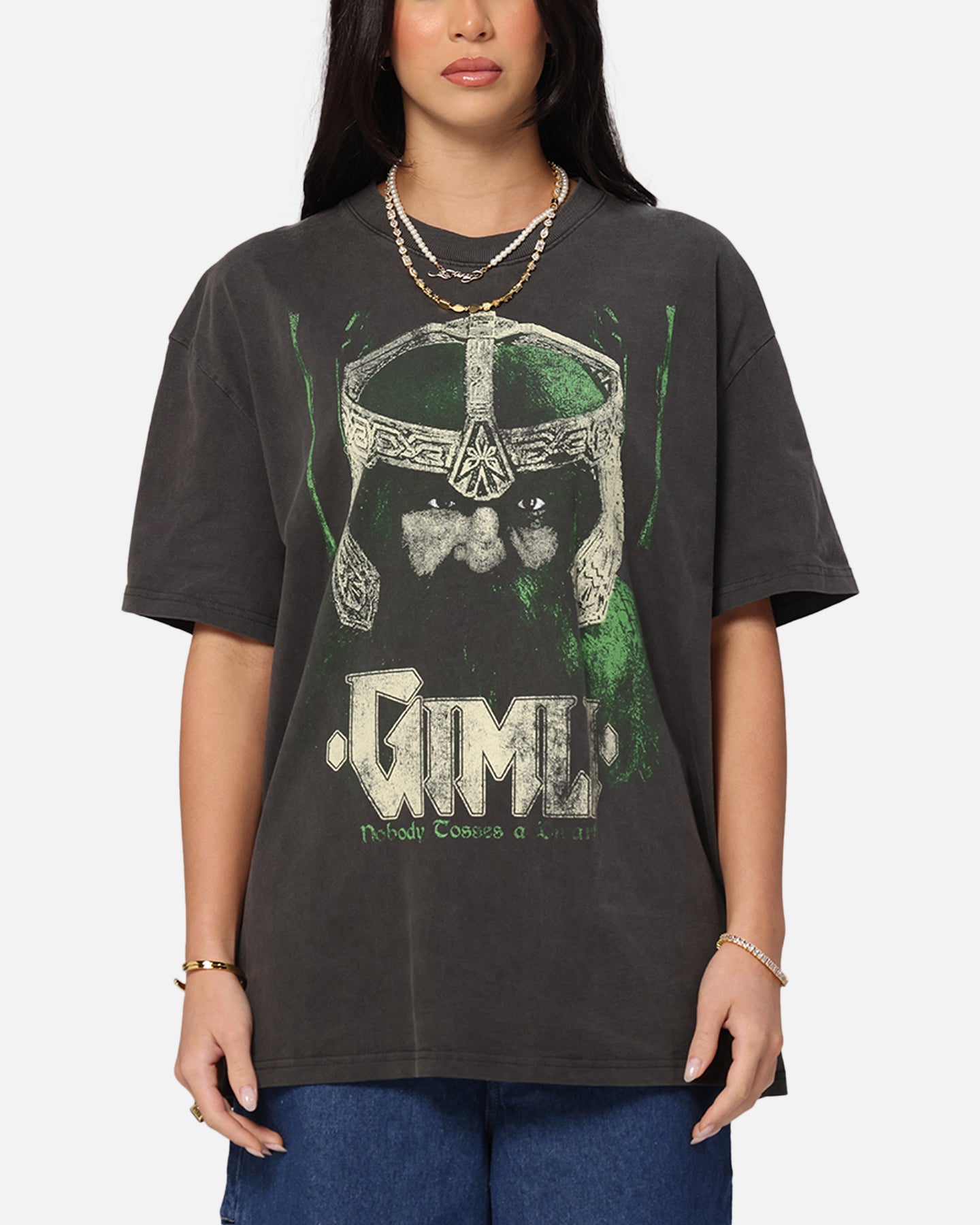Lord of the Rings Gimli Toss Heavy Cotton T-Shirt - Black Vintage Wash | Officially Licensed LOTR Merchandise | Perfect for Cosplay, Movie Nights & Fantasy Fans