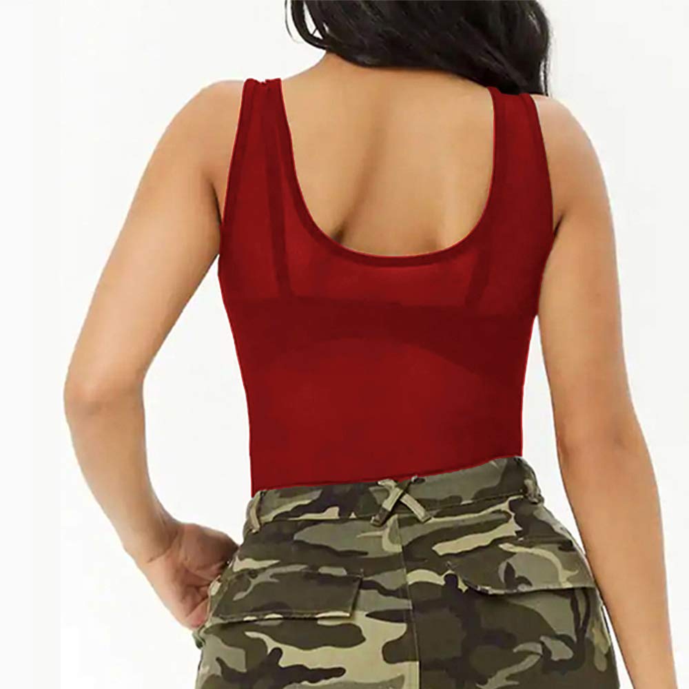 Allchic Women's Sheer Mesh Tank Tops - Sexy See-Through Scoop Neck Blouses & Sleeveless T-Shirts for Summer, Clubwear, Date Night & Layering Outfits