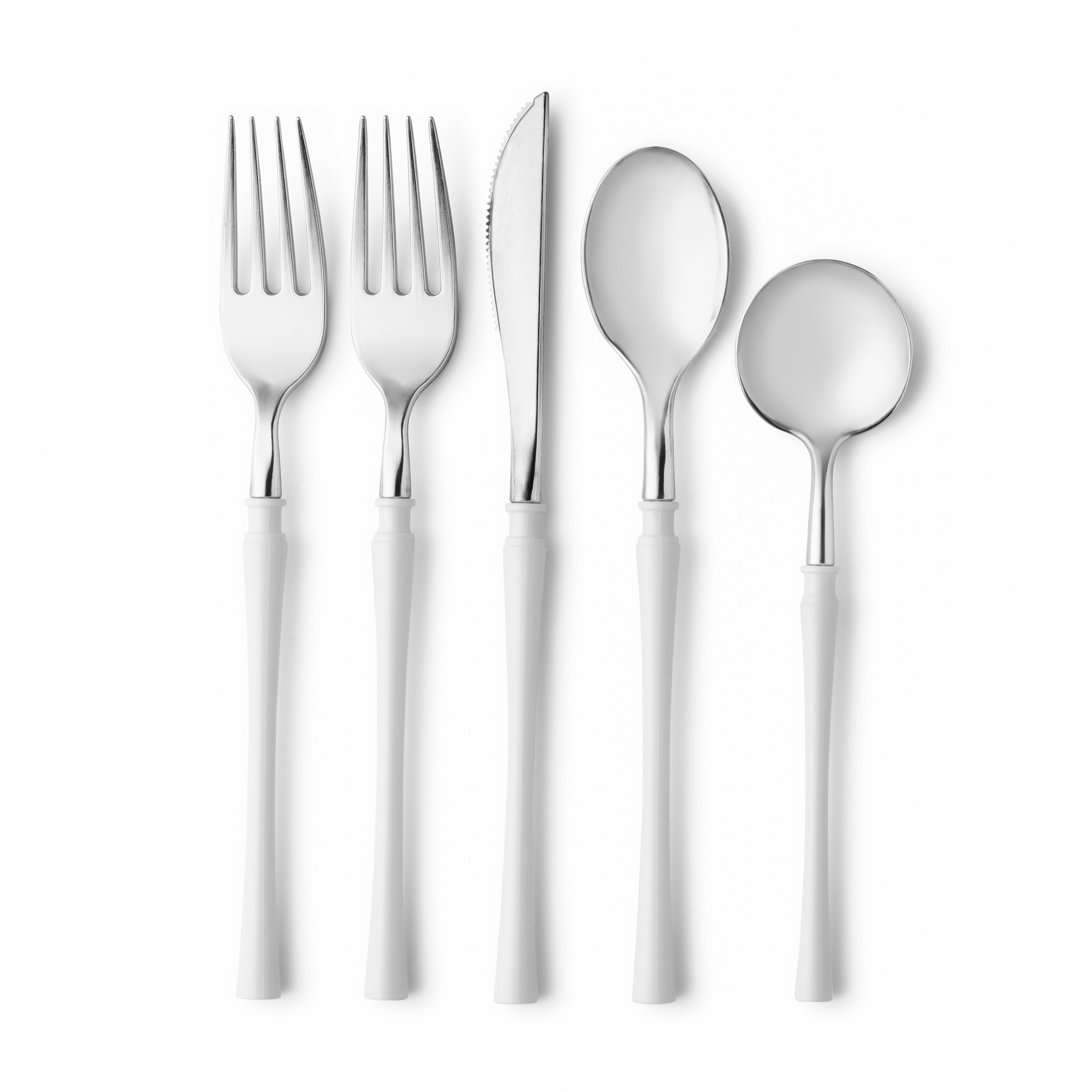 Premium Fusion Collection 40-Piece Flatware Set in White & Silver - 8-Person Dinnerware for Elegant Dining & Entertaining