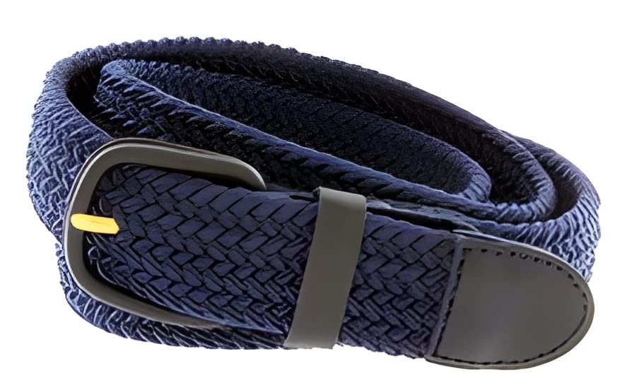 Finstore Unisex Braided Elastic Stretch Belt with Genuine Leather Buckle for Jeans & Pants - Adjustable Waistband for Men & Women | Perfect for Casual Wear, Office & Formal Occasions