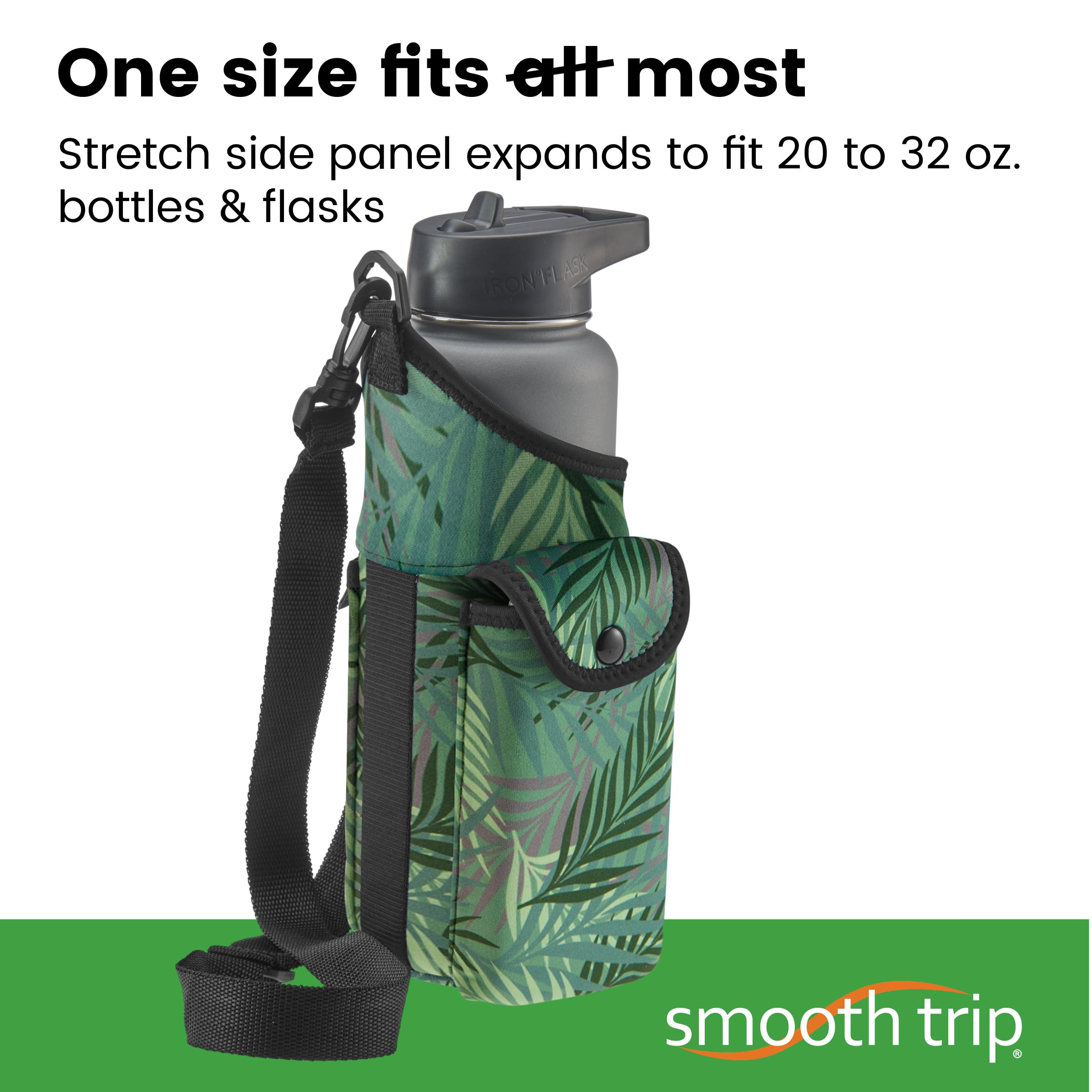 **Insulated Neoprene Water Bottle Holder with Adjustable Strap & Phone Pouch - Fits 32 oz Bottles for Hiking, Walking, Gym & Outdoor Activities**