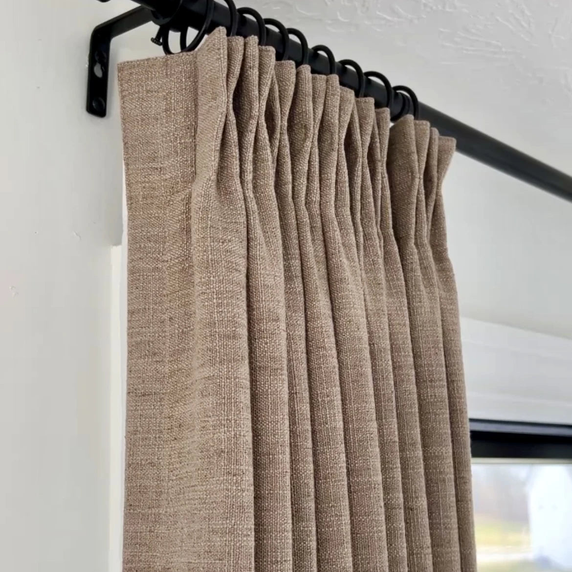Pinch Pleated Blackout Curtains - 100% Linen Fabric for Modern Home Decor | Noise Reducing & Thermal Insulated Window Drapes for Bedroom & Living Room