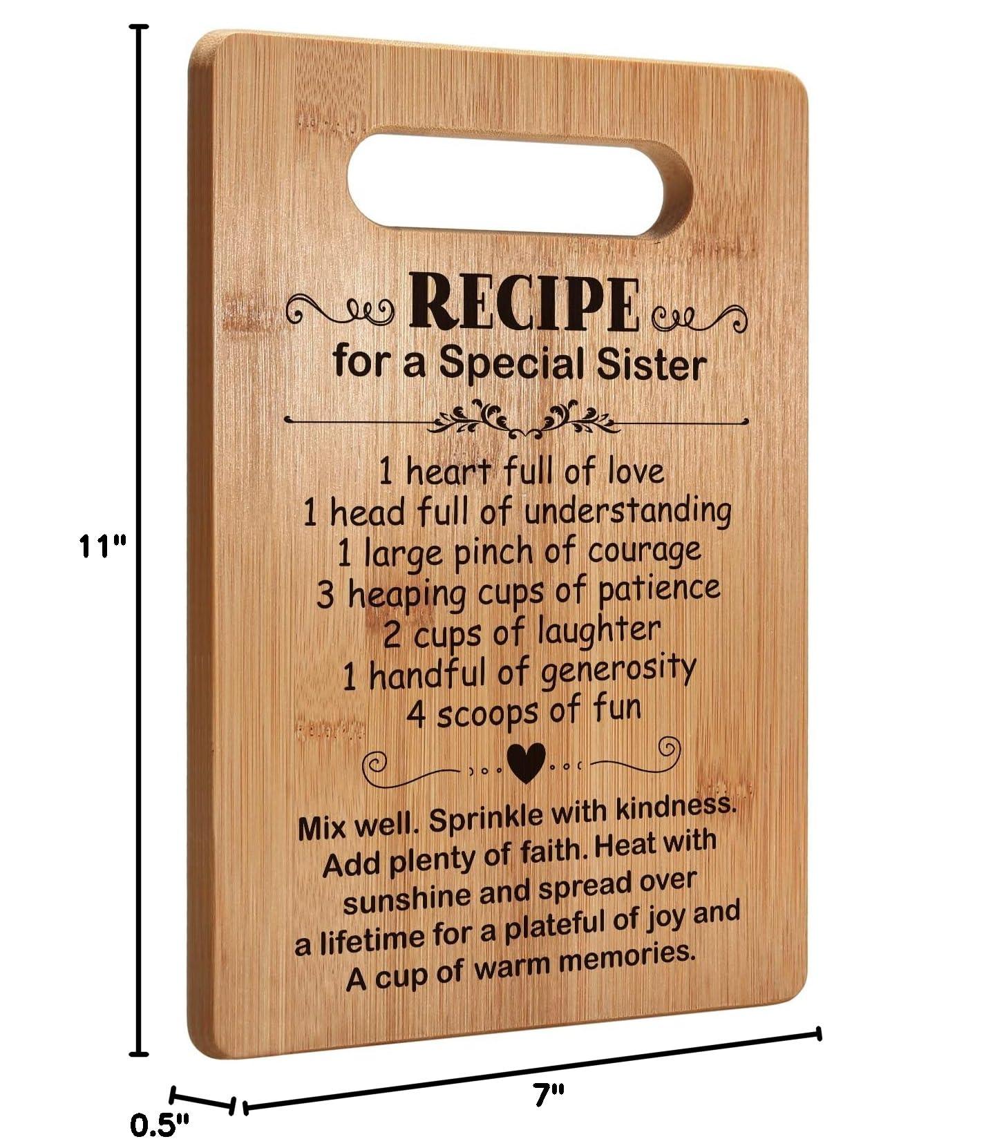 Personalized Sister Birthday Gifts - Best Friendship Gifts for Women - Engraved Wooden Cutting Board - Unique BFF & Soul Sister Present - Perfect for Kitchen, Housewarming & Special Occasions