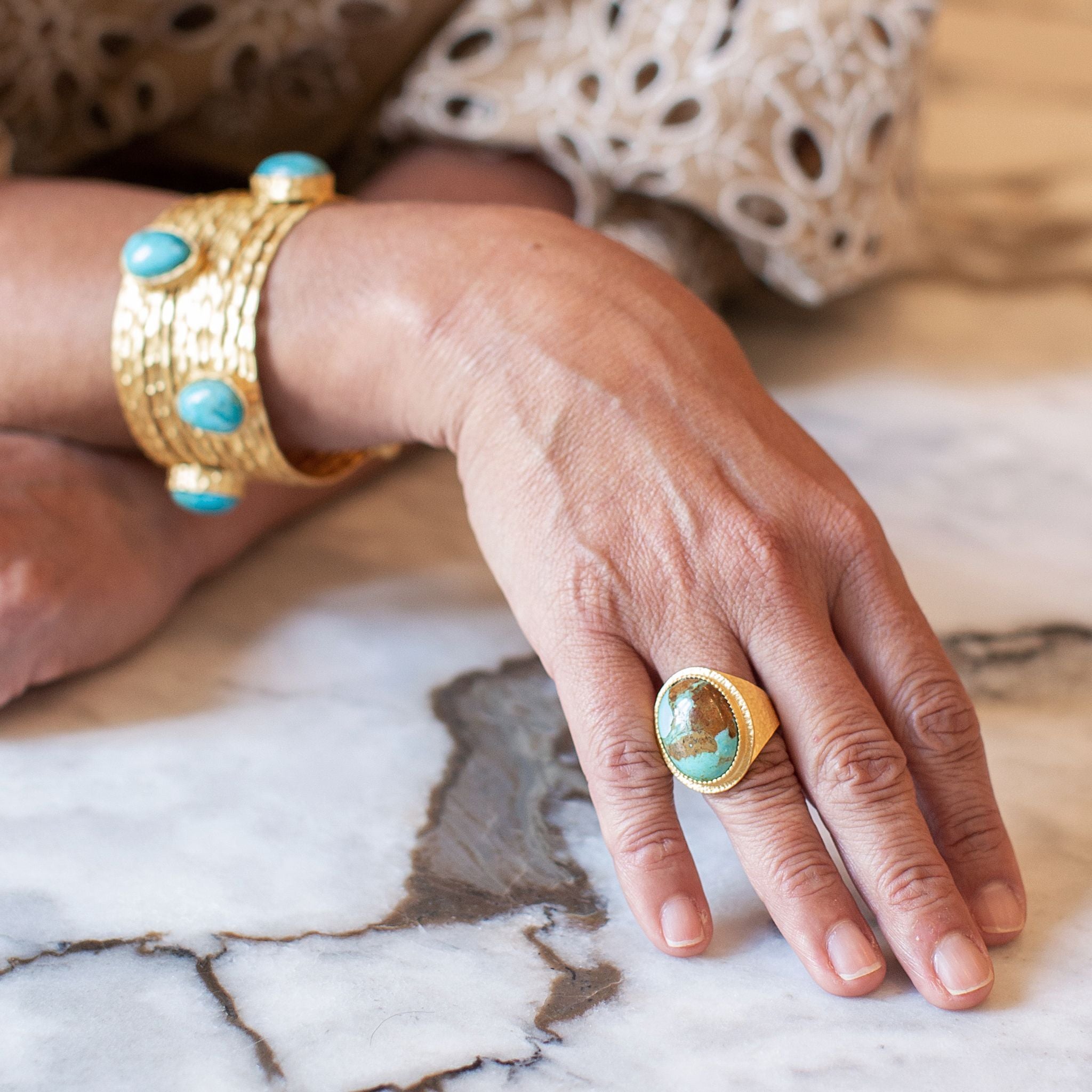 Blue Lagoon Statement Ring - Turquoise Gemstone Jewelry for Women | Elegant Boho Fashion Accessory for Parties, Weddings & Everyday Wear