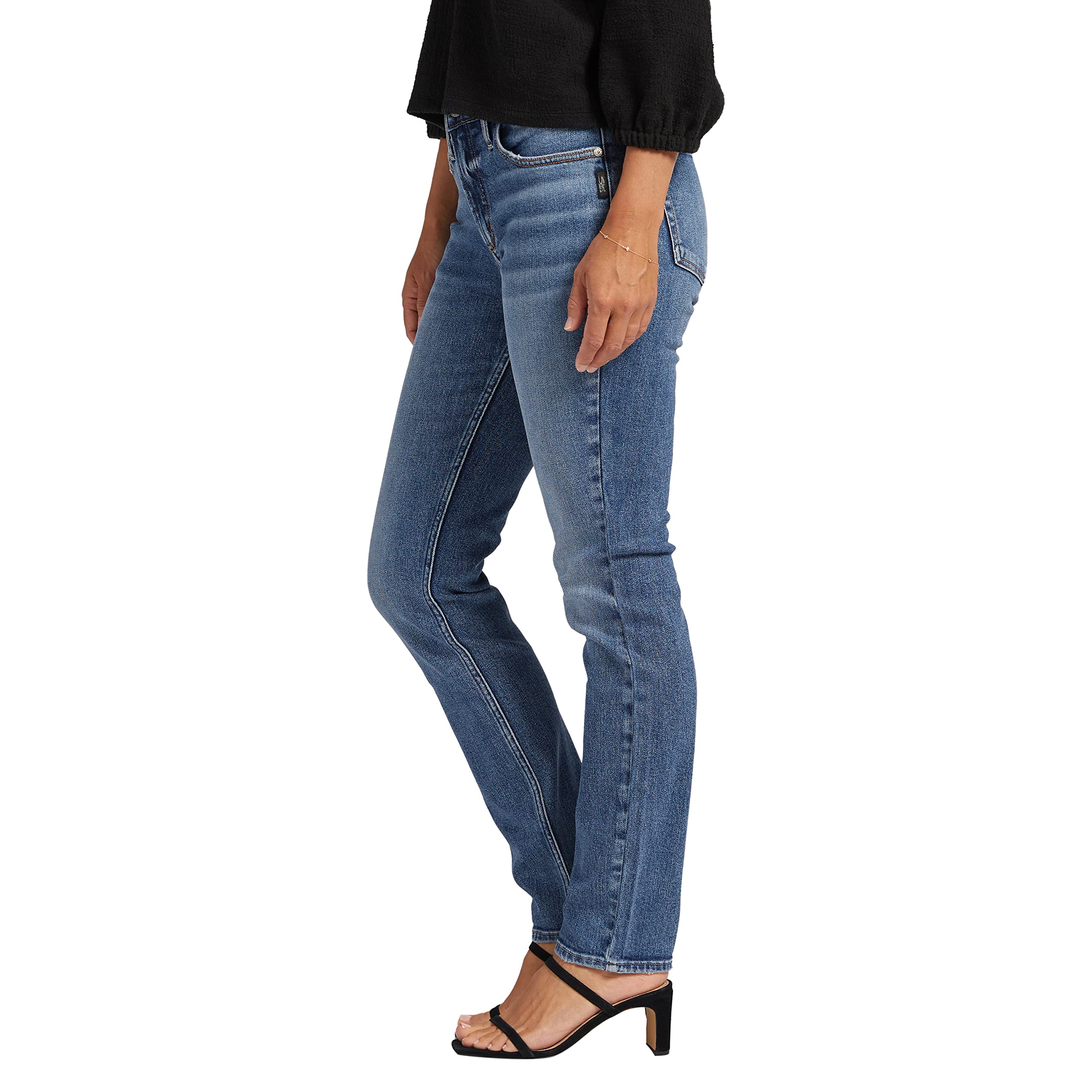 Silver Jeans Co. Women's Most Wanted Mid Rise Straight Leg Jeans - Legacy Wash | Comfortable & Stylish Denim Pants for Casual Wear, Work & Everyday Outfits