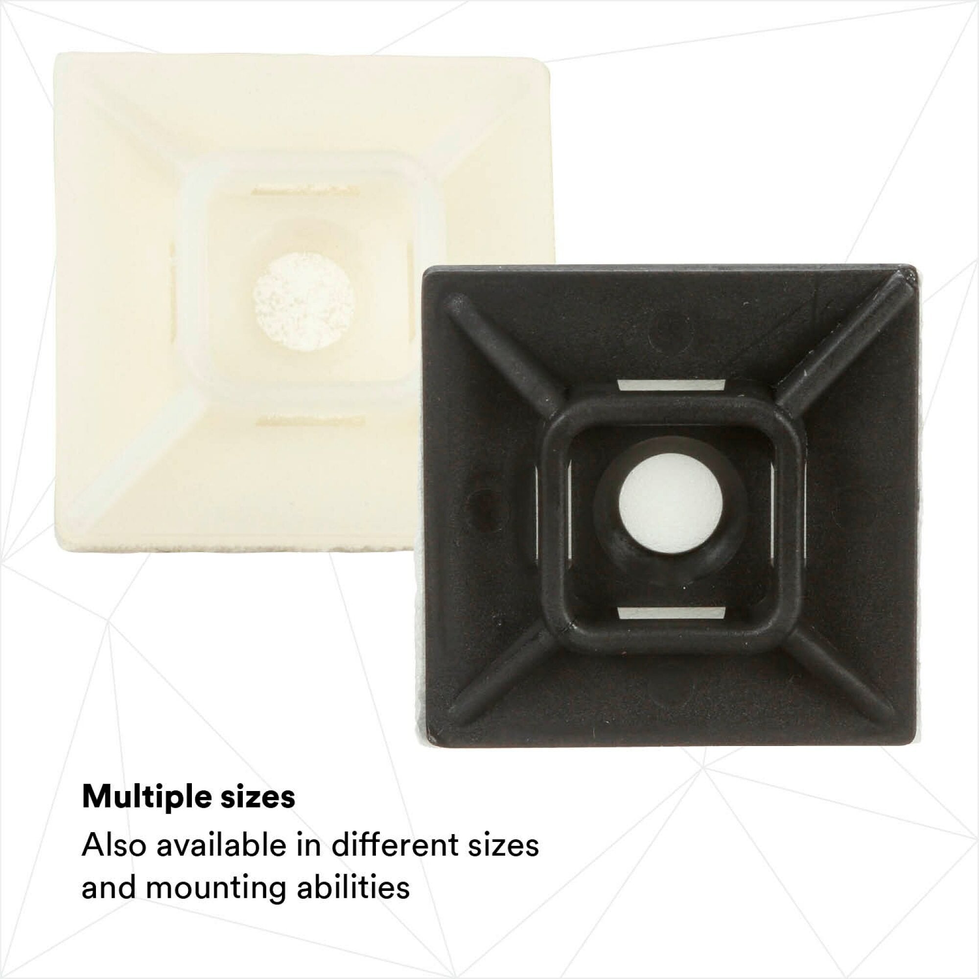 3M CTB1X1BKA C Black 4-Way Adhesive Cable Tie Mounting Base - Heavy Duty Organizer for Wires, Cables & Hoses - Perfect for Home, Office & Workshop Organization