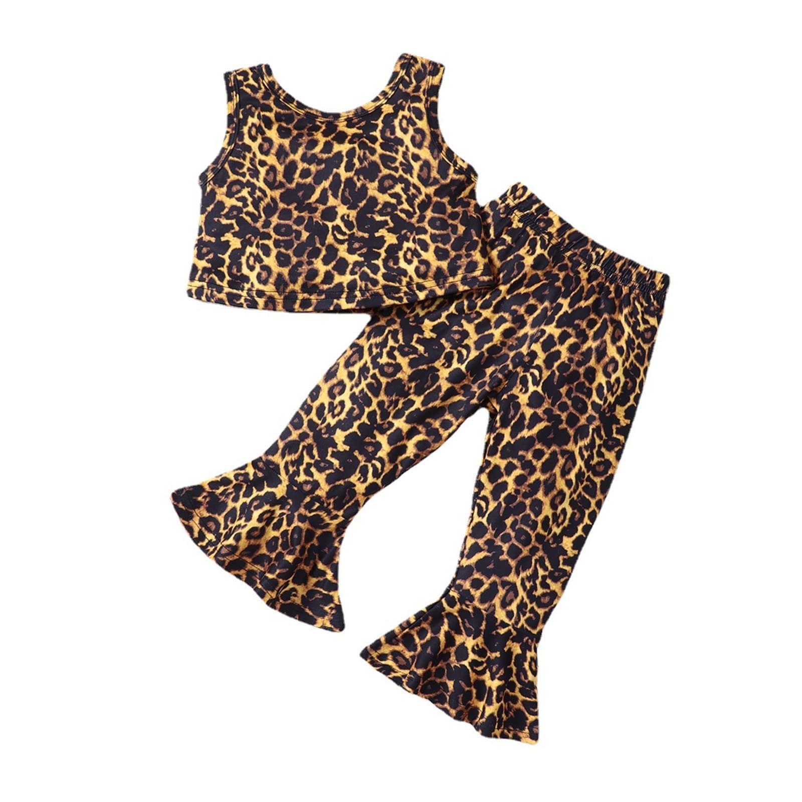 Cute Leopard Print Baby Girl Outfit - Sleeveless Vest & T-Shirt Set for Newborns & Infants | Summer Casual Wear for Playdates & Outdoor Activities