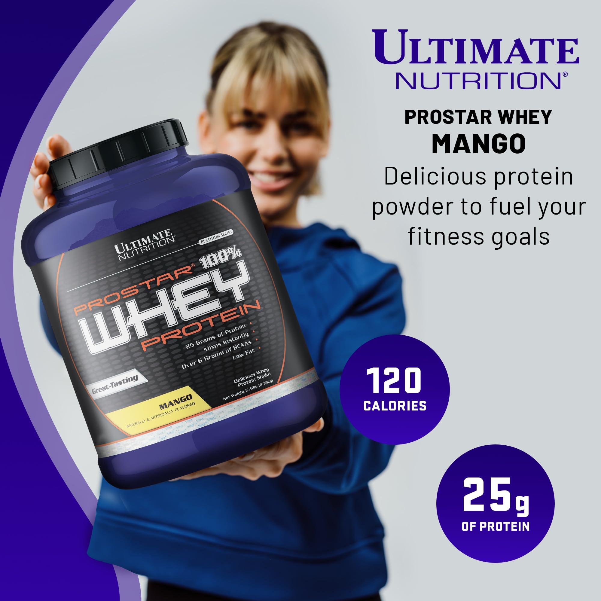 Ultimate Nutrition Prostar Whey Protein Powder Isolate - Mango Flavor | Low Carb, High Protein Shake for Muscle Gain & Recovery | Low Sodium, Low-Fat & Keto Friendly | 5.28 lbs Tub | Perfect for Post-Workout, Weight Loss & Healthy Lifestyle