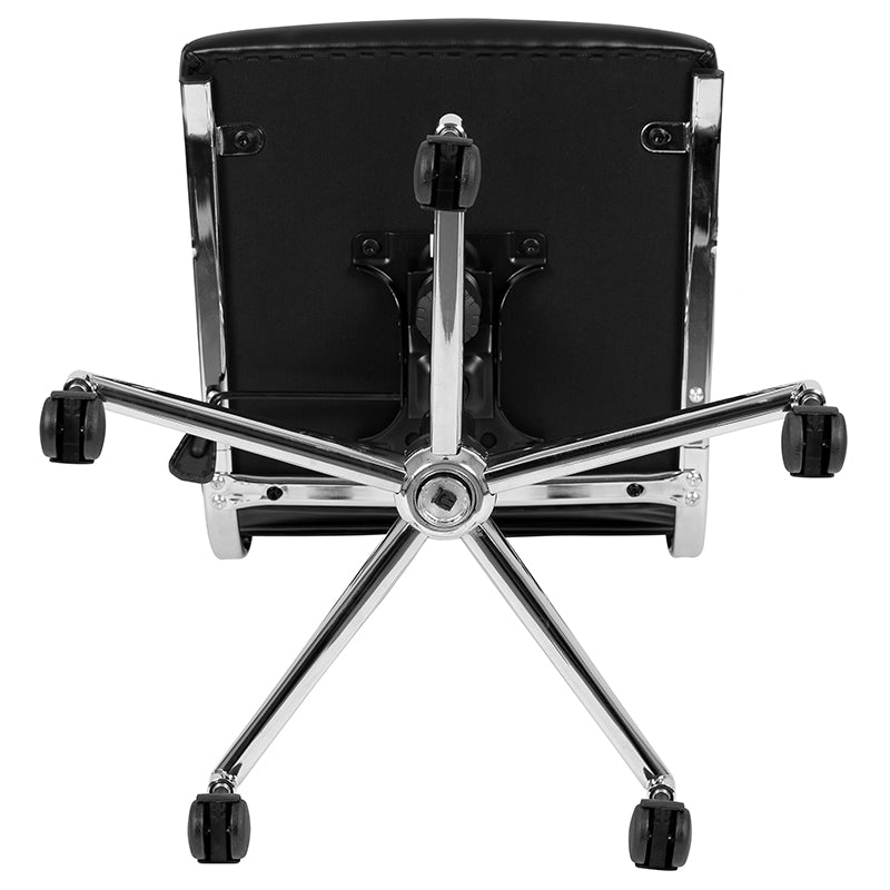 FLASH Hansel Mid Back Executive Office Chair - White LeatherSoft Upholstery, Ergonomic Swivel Design for Home & Office Workspace - Perfect for Desk Work, Conference Rooms & Professional Environments