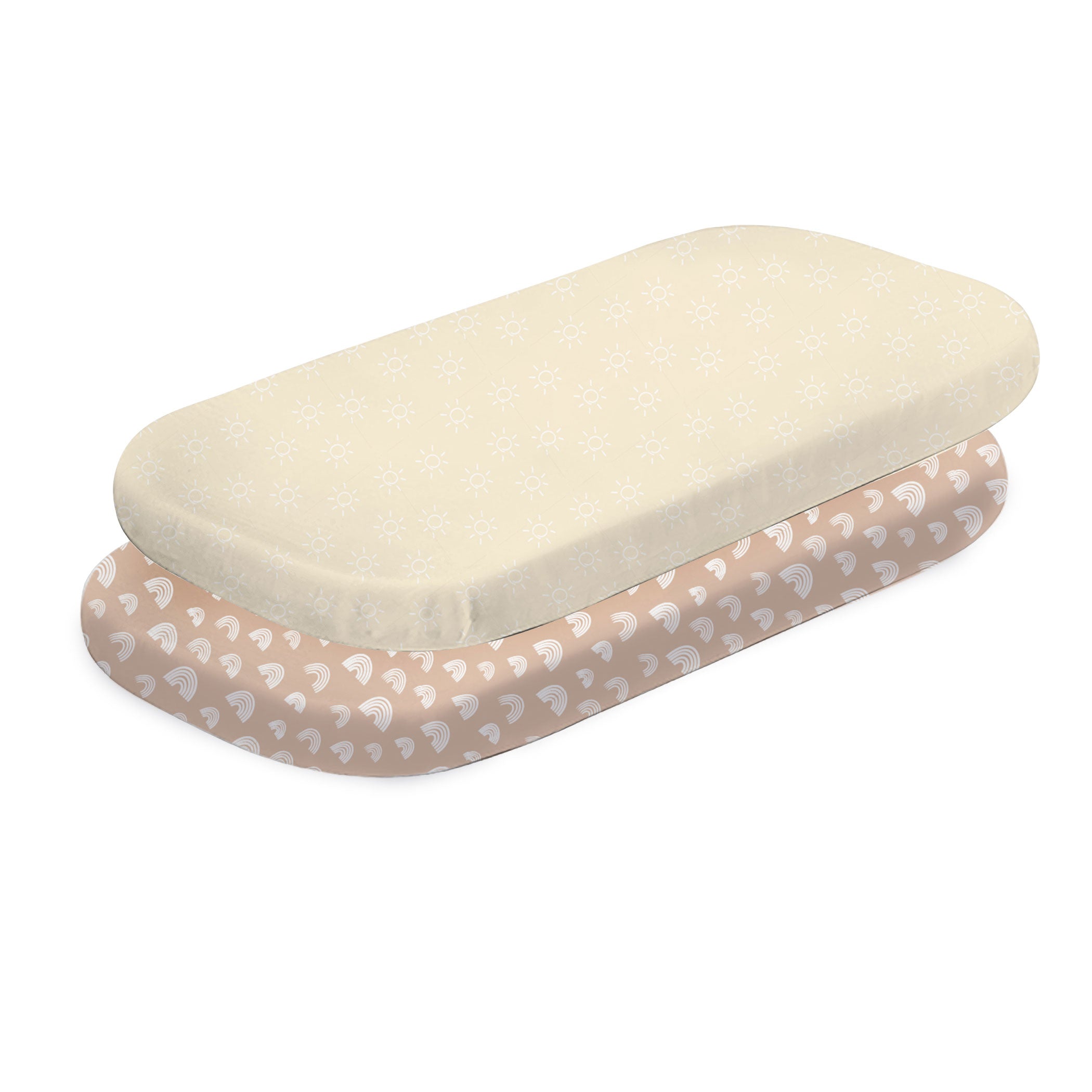 Nordic 2-Pack Jersey Cotton Co-Sleeper & Bedside Sleeper Fitted Sheets - Soft Vanilla & Latte Colors - Perfect for Baby Bassinets, Cribs and Nursery Bedding