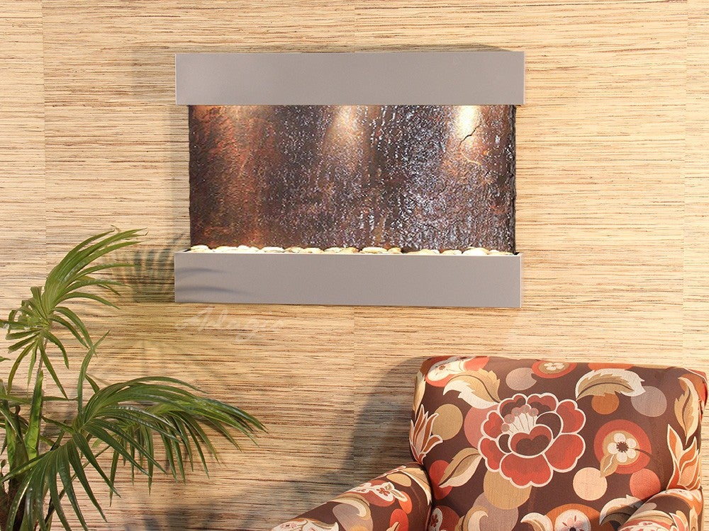 Adagio Reflection Creek Silver Metallic Multi-Color Natural Slate Tile RCS4504 - Perfect for Bathroom Walls, Kitchen Backsplash & Fireplace Surrounds