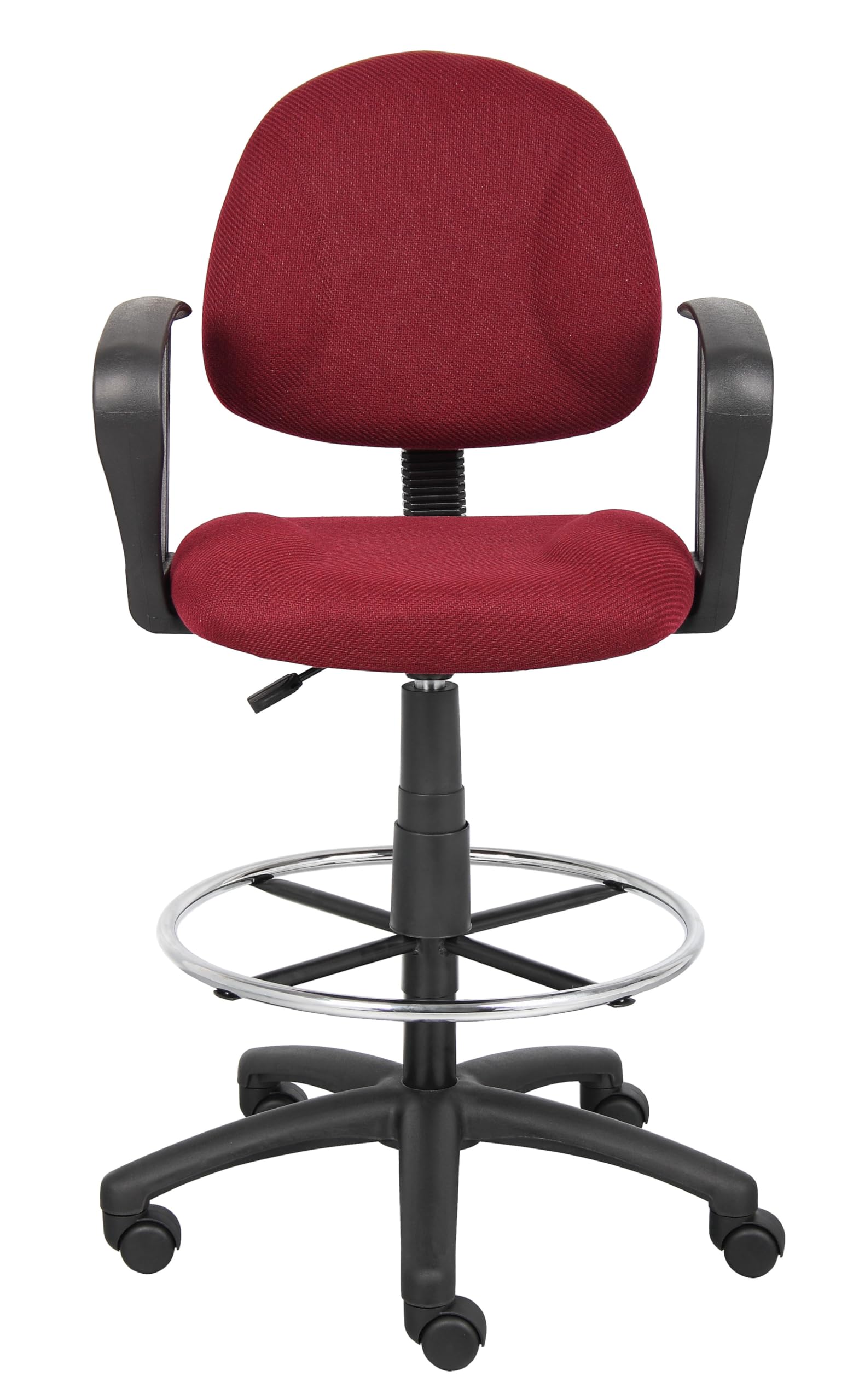 Ergonomic Drafting Chair with Loop Arms - Adjustable Office Chair for Comfort & Support - Burgundy Workspace Seating for Artists, Designers & Long Hours at Desk