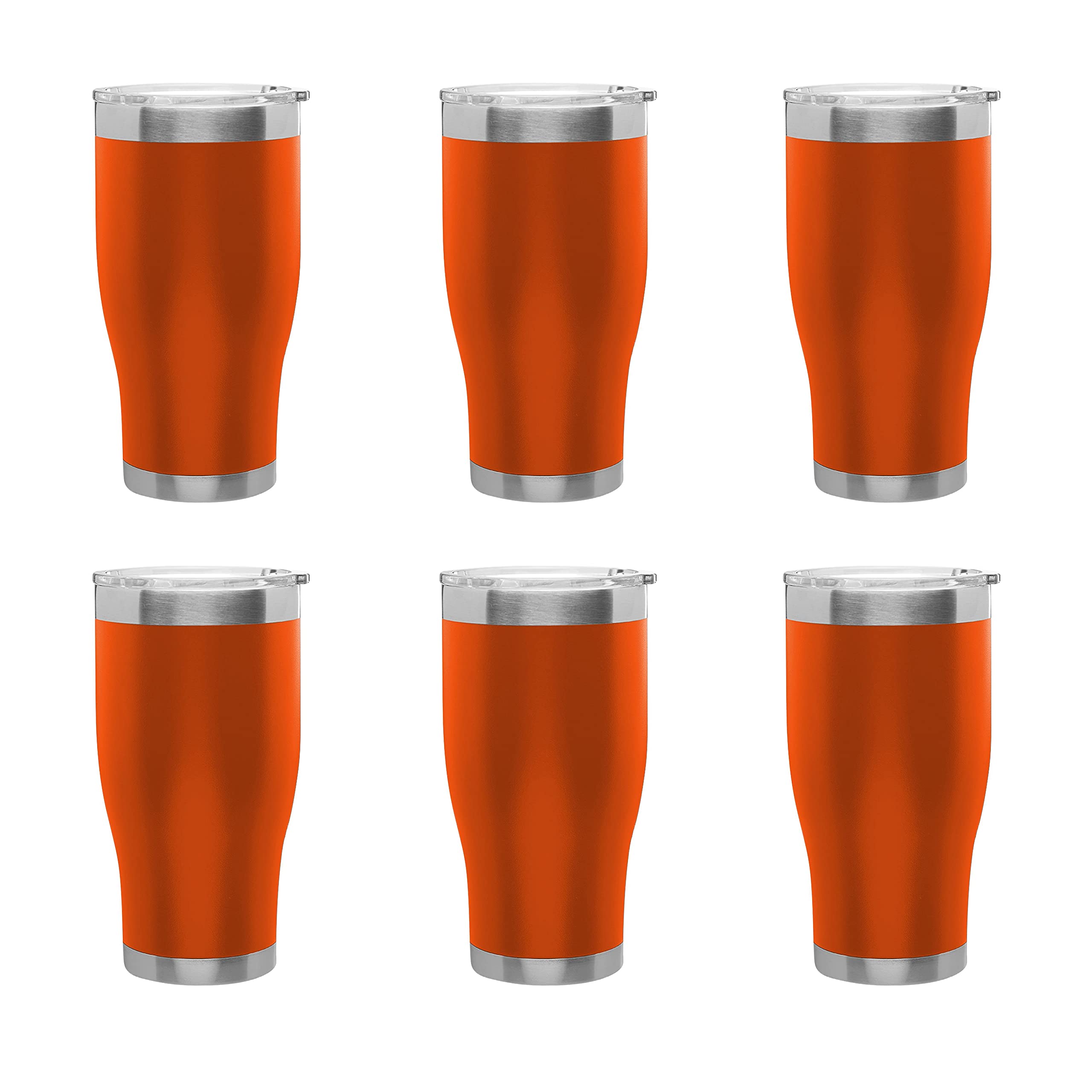 Premium 28 oz Stainless Steel Tumblers Set of 6 - Insulated Double Wall Vacuum Cups for Hot & Cold Drinks - BPA-Free Bulk Pack for Smoothies, Iced Coffee, Soda - Ideal for Office, Gym, Camping, Travel & Outdoor Activities - Orange