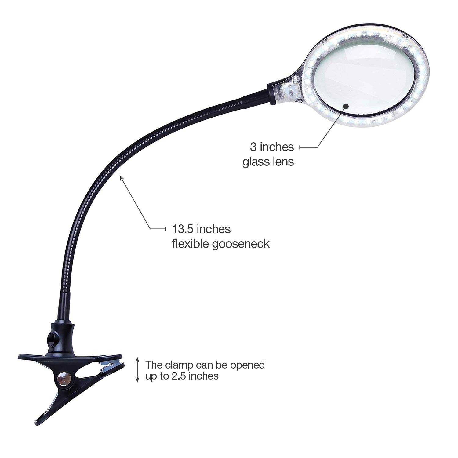 Brightech LightView Flex Magnifying Desk Lamp - 1.75X Magnifier with LED Light, Adjustable Gooseneck for Crafts, Reading, Sewing & Close Work - Perfect for Hobbyists, Jewelers & Seniors