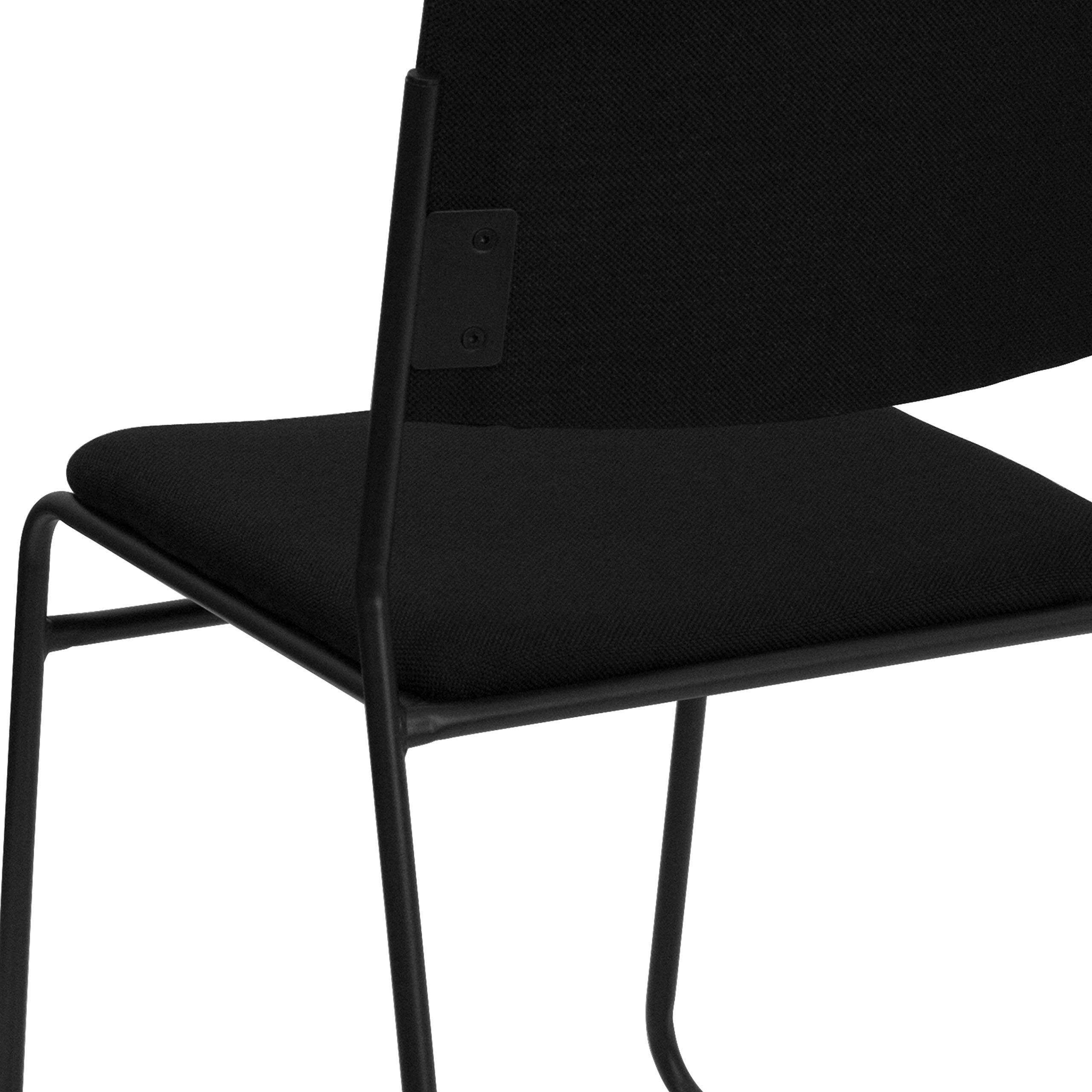 EMMA + OLIVER Heavy Duty Stacking Chairs 500 lb Capacity - Black Fabric Commercial Dining Chairs for Restaurants, Events, and Home Use