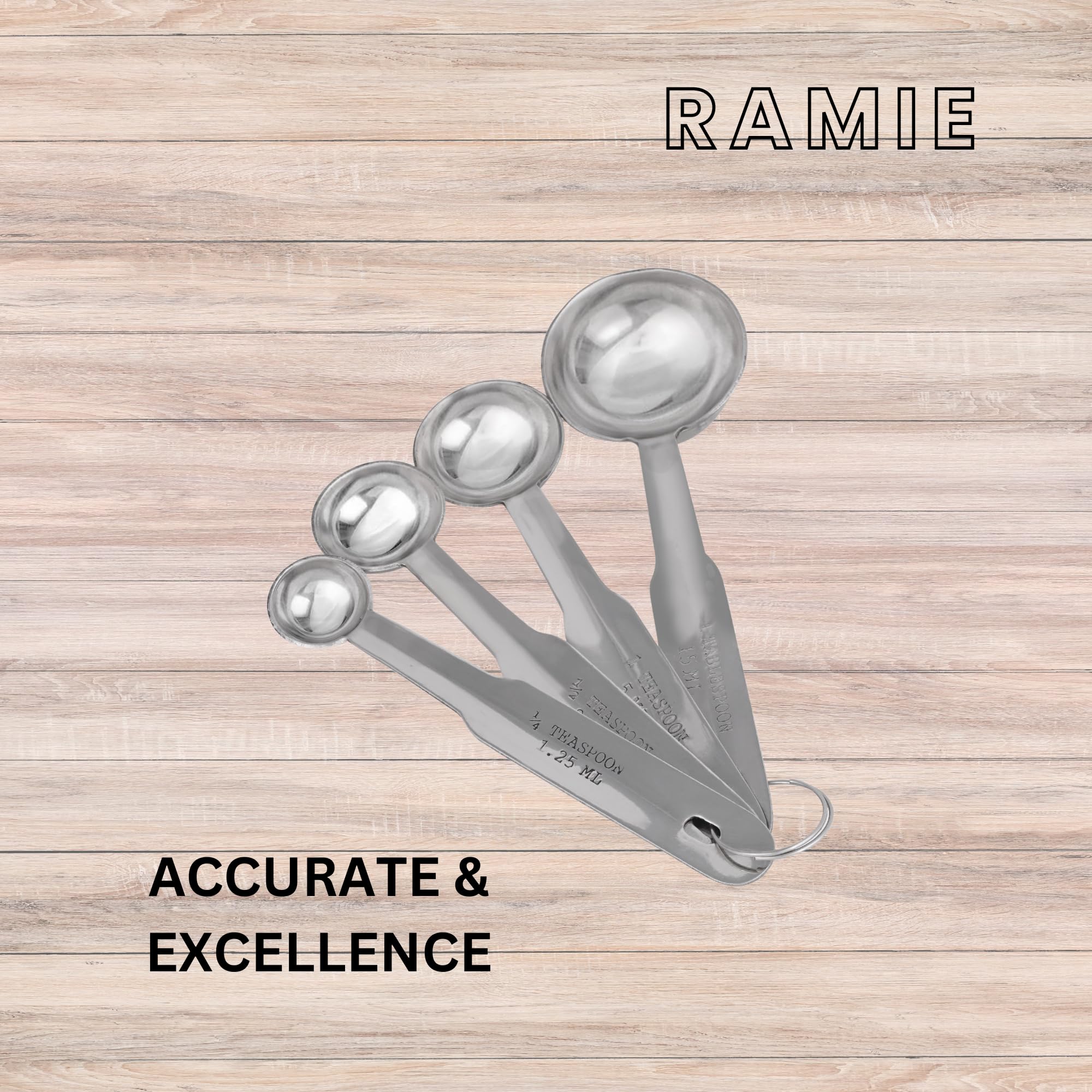 Premium 4-Piece Stainless Steel Measuring Spoon Set - Professional Grade for Baking & Cooking - Stackable Design - Perfect for Home Kitchen, Professional Bakeries & Meal Prep
