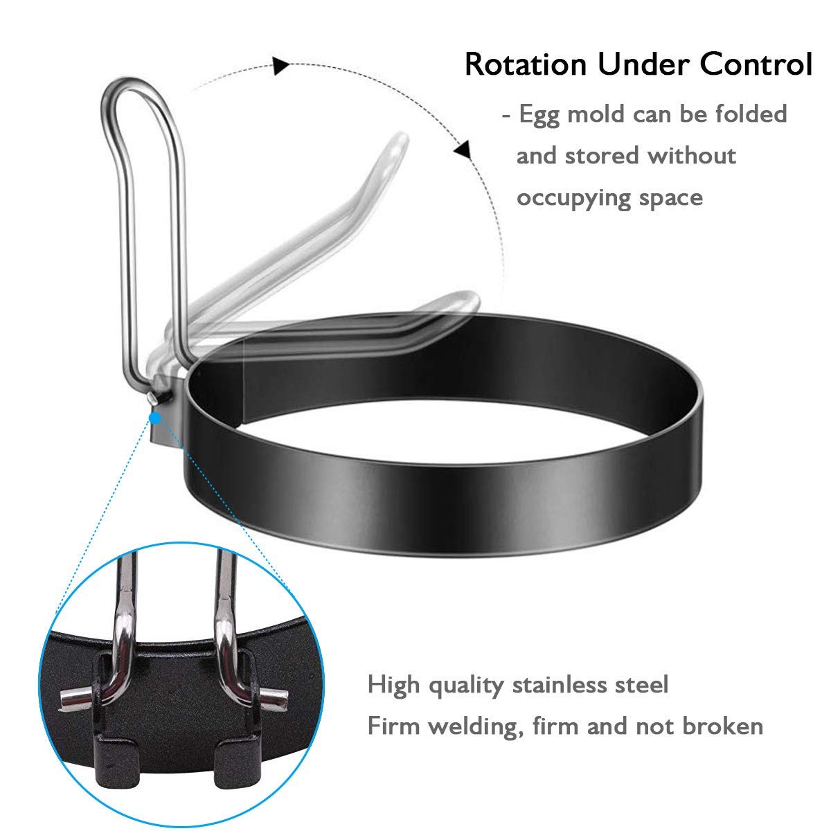Professional Stainless Steel Non-Stick Egg Rings - 4PCS Round Pancake Mold for Perfect Fried Eggs, Pancakes & Sandwiches | Ideal for Breakfast, Brunch & Camping Cooking