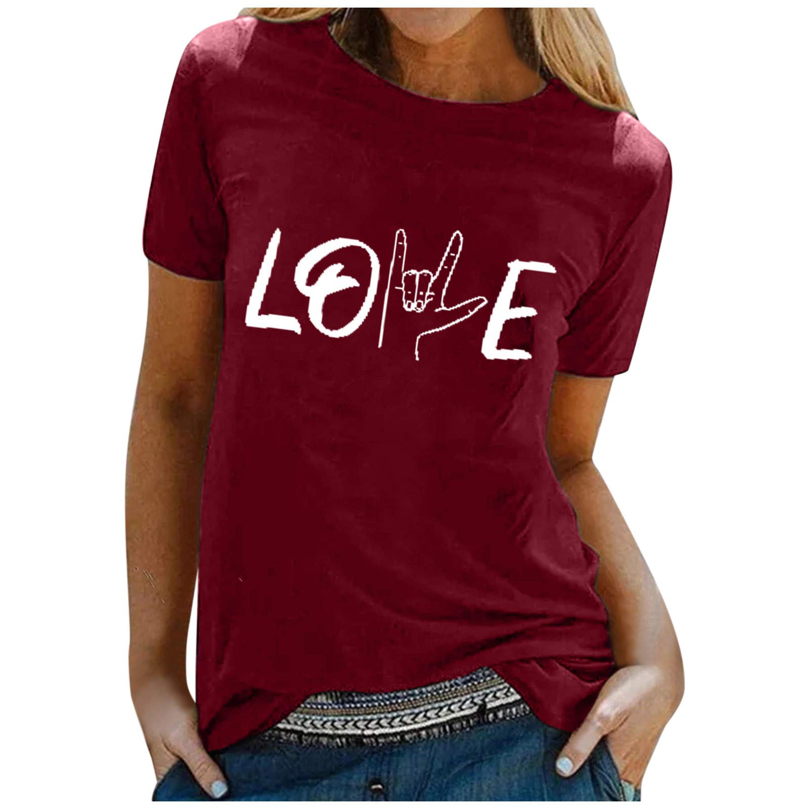 Women's White Tank Tops - Casual Loose Short Sleeve Printed Blouse with Letter Design, O-Neck Flowy Summer Top for Beach, Gym, Yoga & Everyday Wear