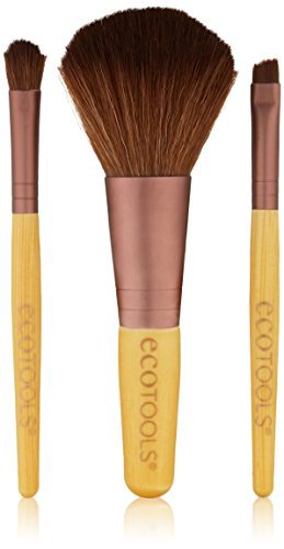 Ecotools Mini Essentials Makeup Brush Set - 5 Piece Travel Size Vegan Brushes for Foundation, Blush & Eyeshadow | Perfect for On-the-Go Touch Ups & Compact Makeup Bags